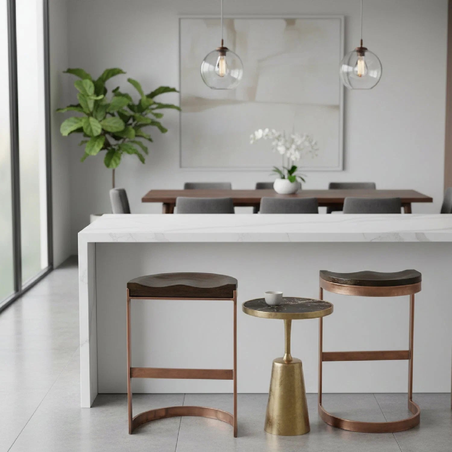 Luxury Modern Wooden Counter Stool European Style for Villa