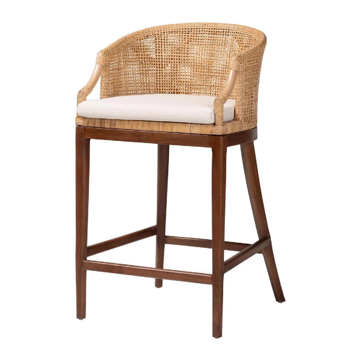 Luxury Modern Woven Rattan Bar Stools European Style for Villa