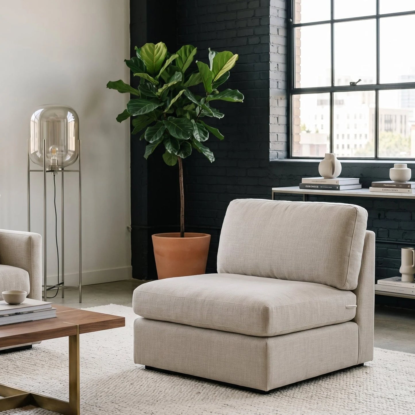 Luxury Modular Beige Fabric Sectional Sofa Modern Italian Style for Villa