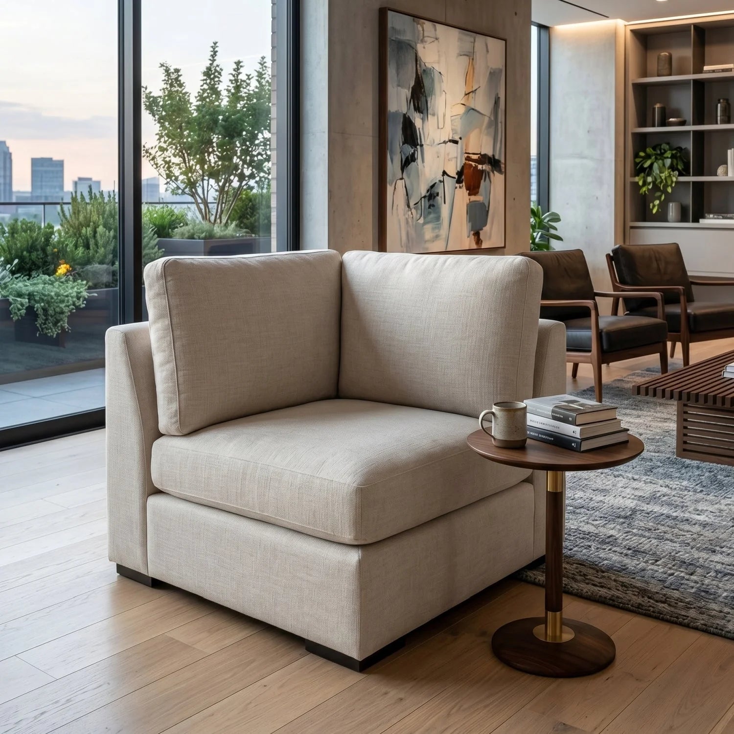 Luxury Modular Beige Fabric Sectional Sofa Modern Italian Style for Villa