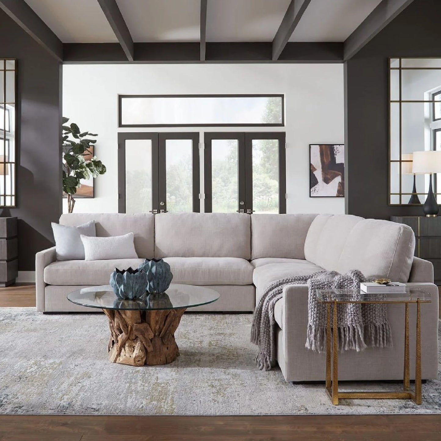 Luxury Modular Beige Fabric Sectional Sofa Modern Italian Style for Villa