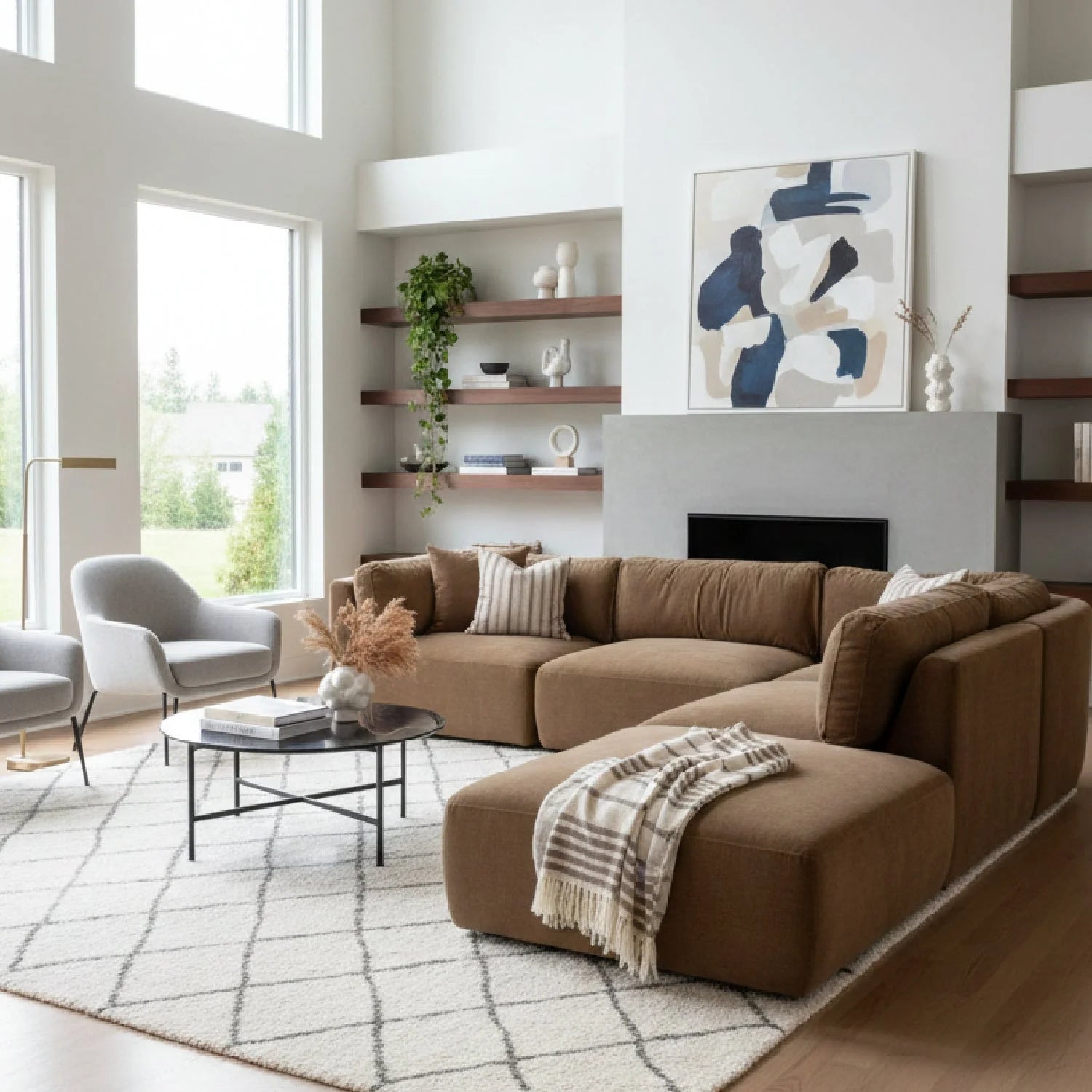 Luxury Modular Chenille Sectional Sofa Modern Italian Style for Villa