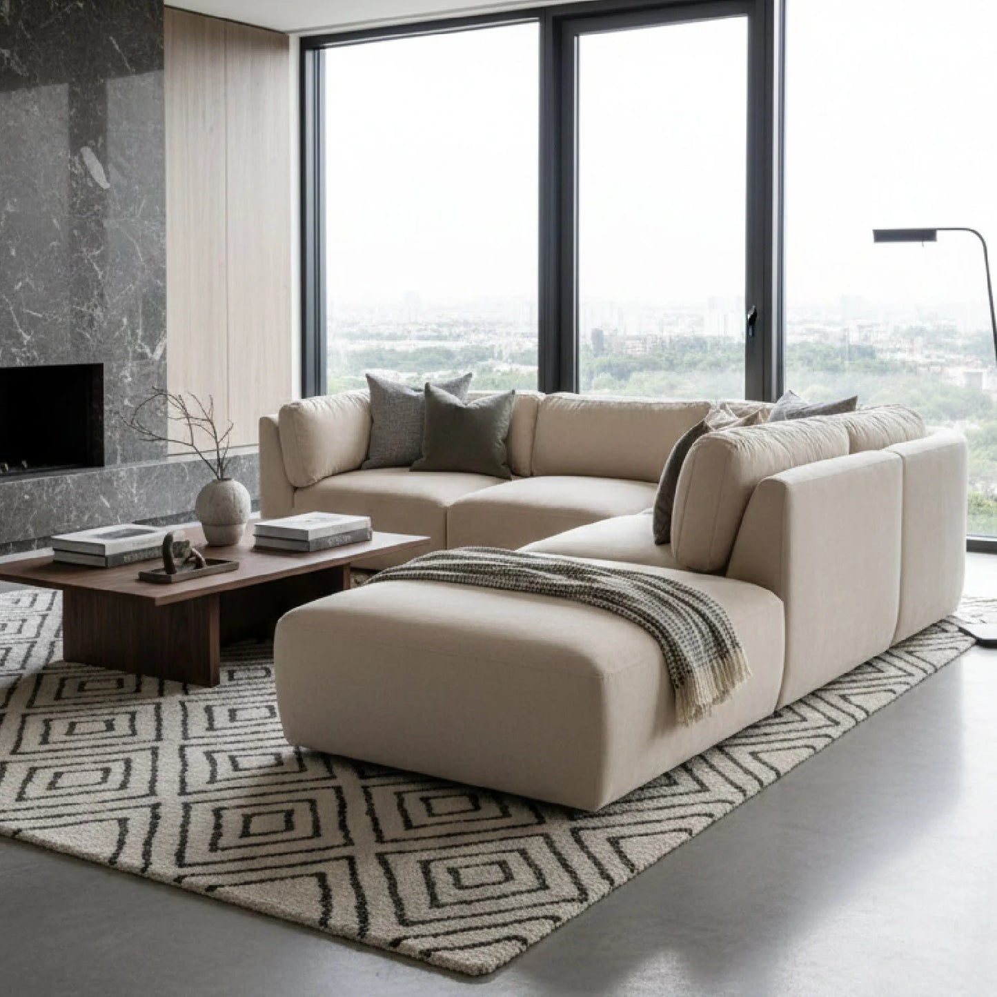 Luxury Modular Chenille Sectional Sofa Modern Italian Style for Villa