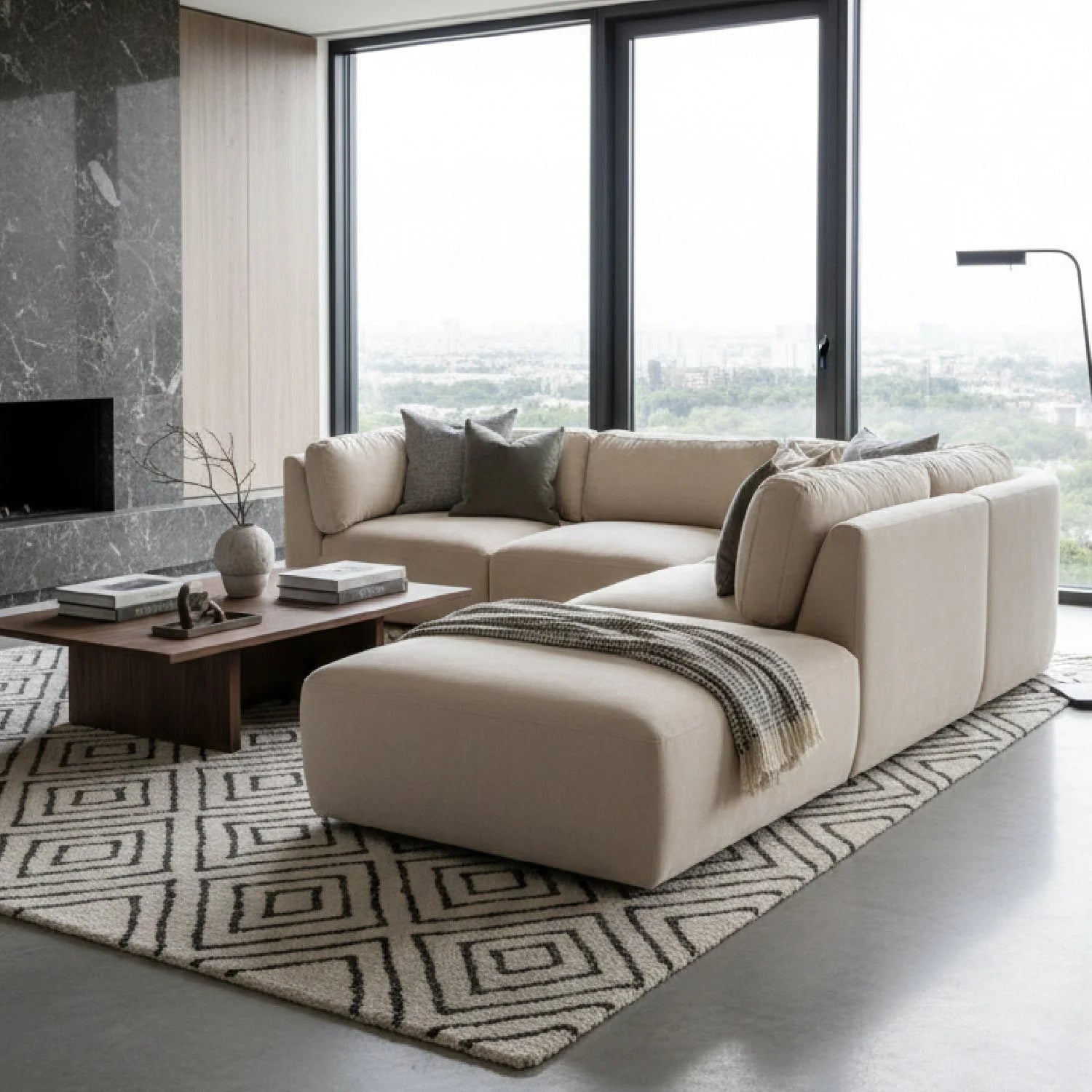 Luxury Modular Chenille Sectional Sofa Modern Italian Style for Villa