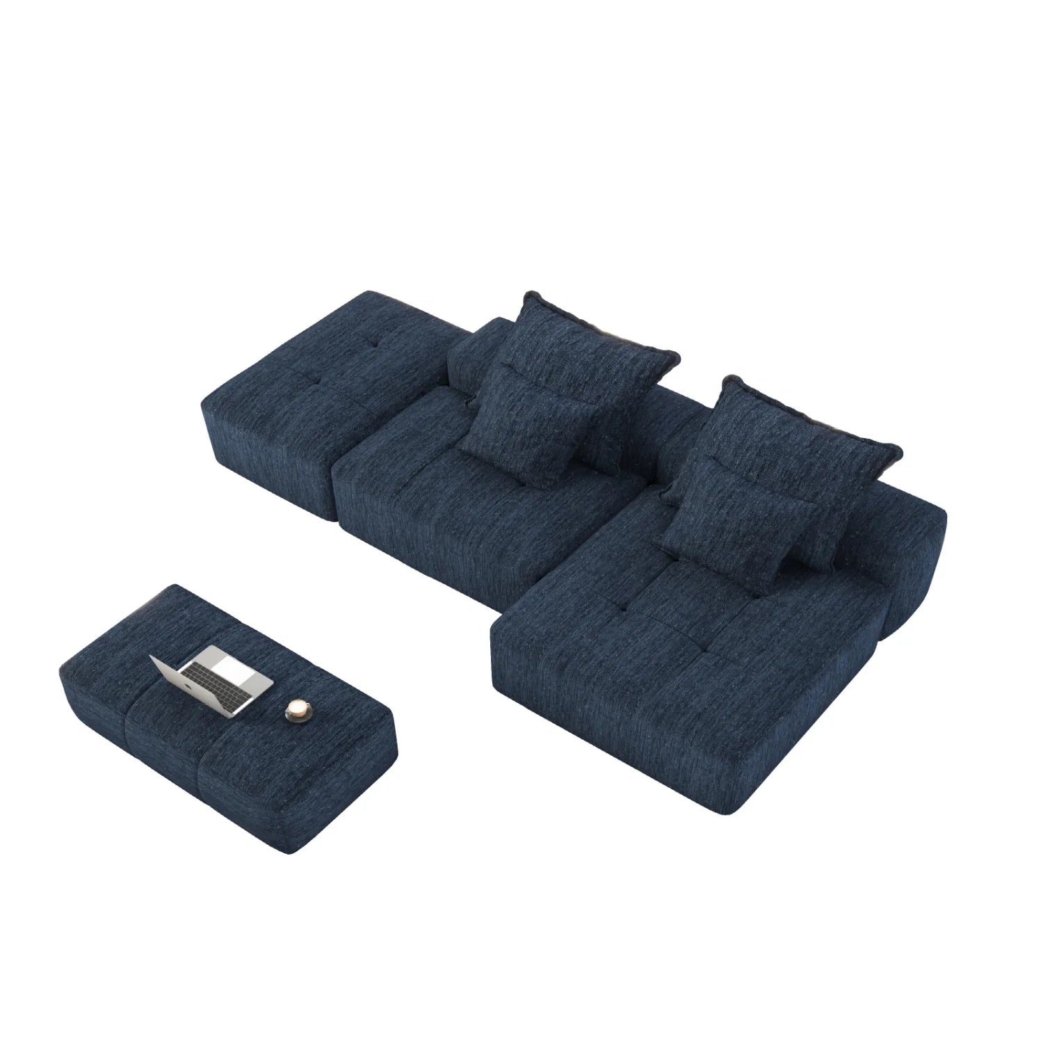 Luxury Modular Chenille Sectional Sofa Modern Italian Style for Villa