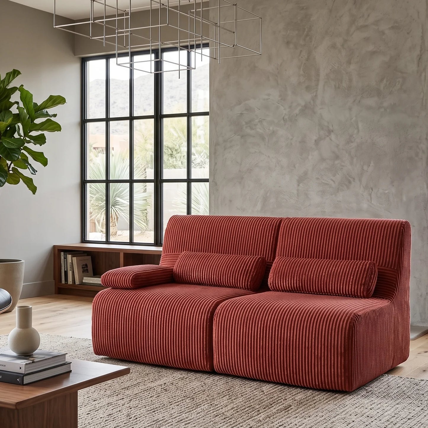 Luxury Modular Corduroy Loveseat Sofa Modern Italian Style for Villa