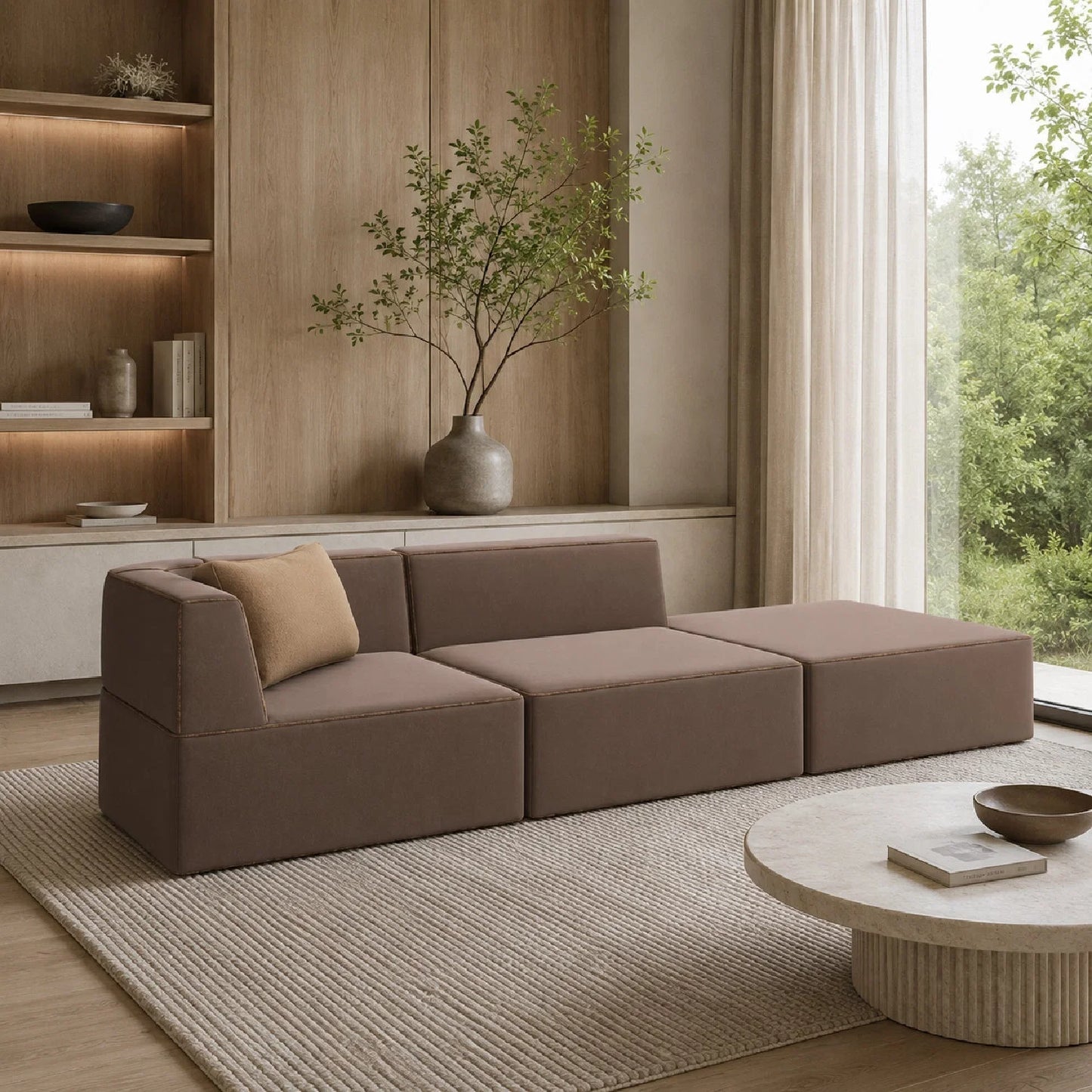 Luxury Modular Gray Nubuck Sectional Sofa Modern Italian Style for Villa
