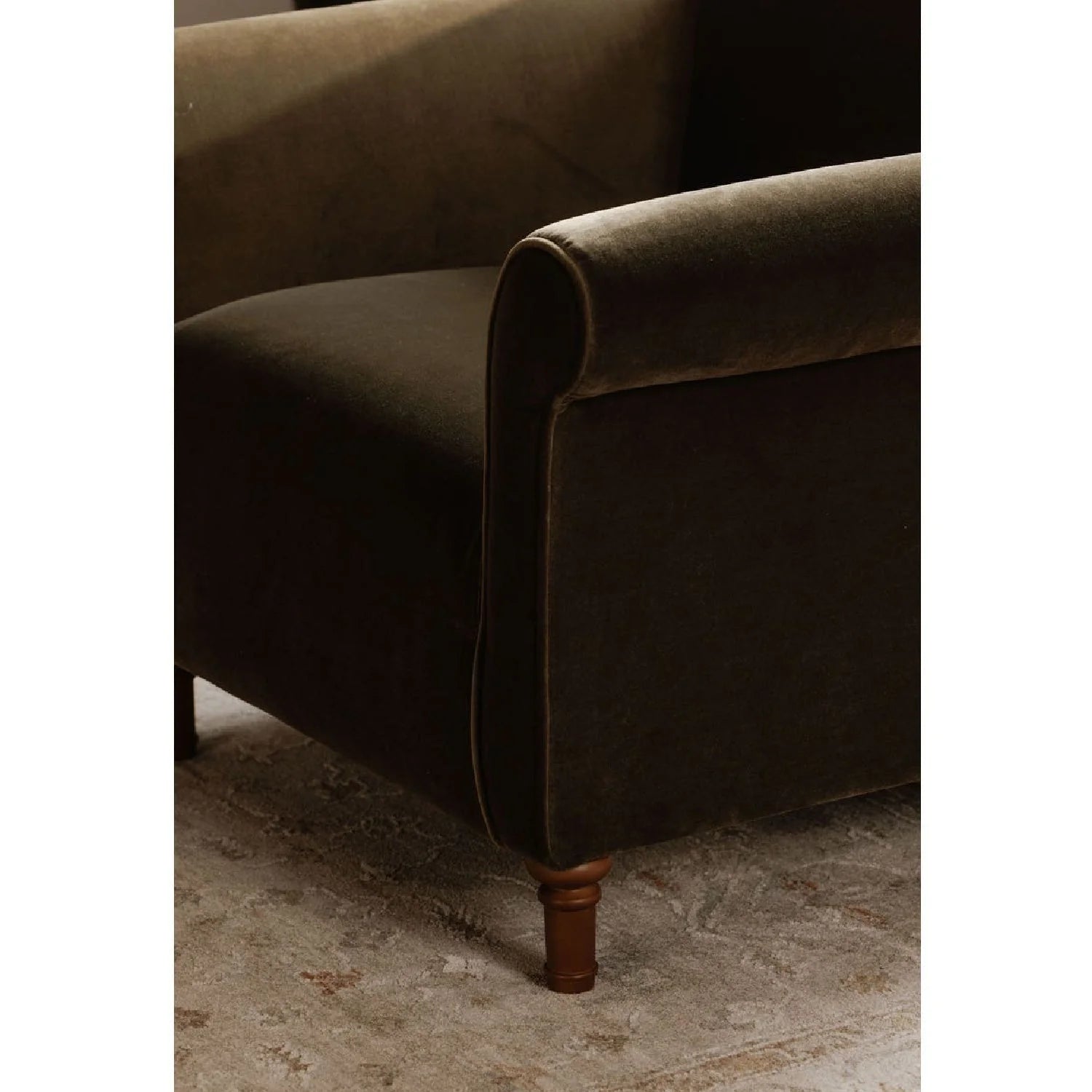 Luxury Mohair Inspired Rolled-Arm Accent Chair Modern Italian Style for Villa