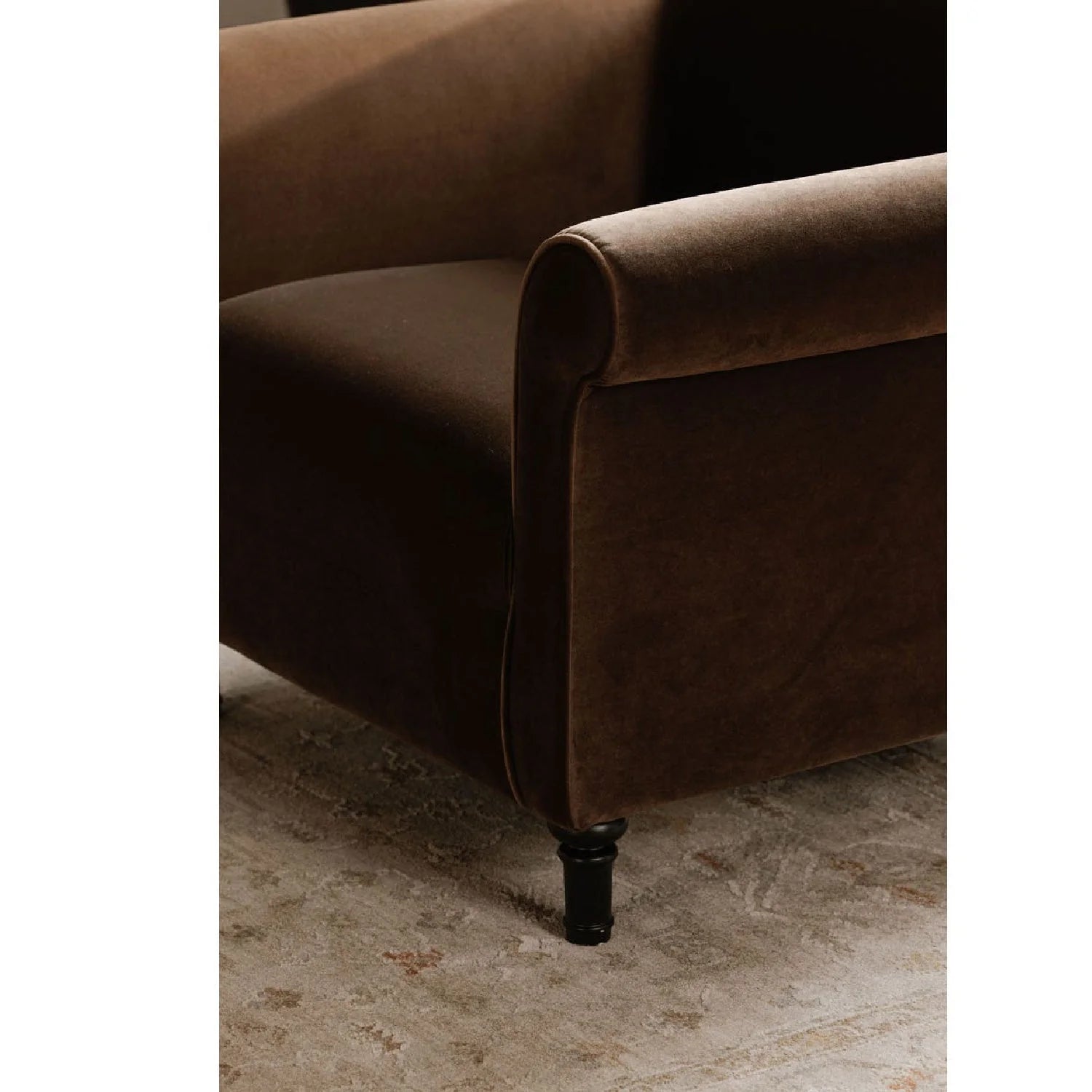 Luxury Mohair Inspired Rolled-Arm Accent Chair Modern Italian Style for Villa