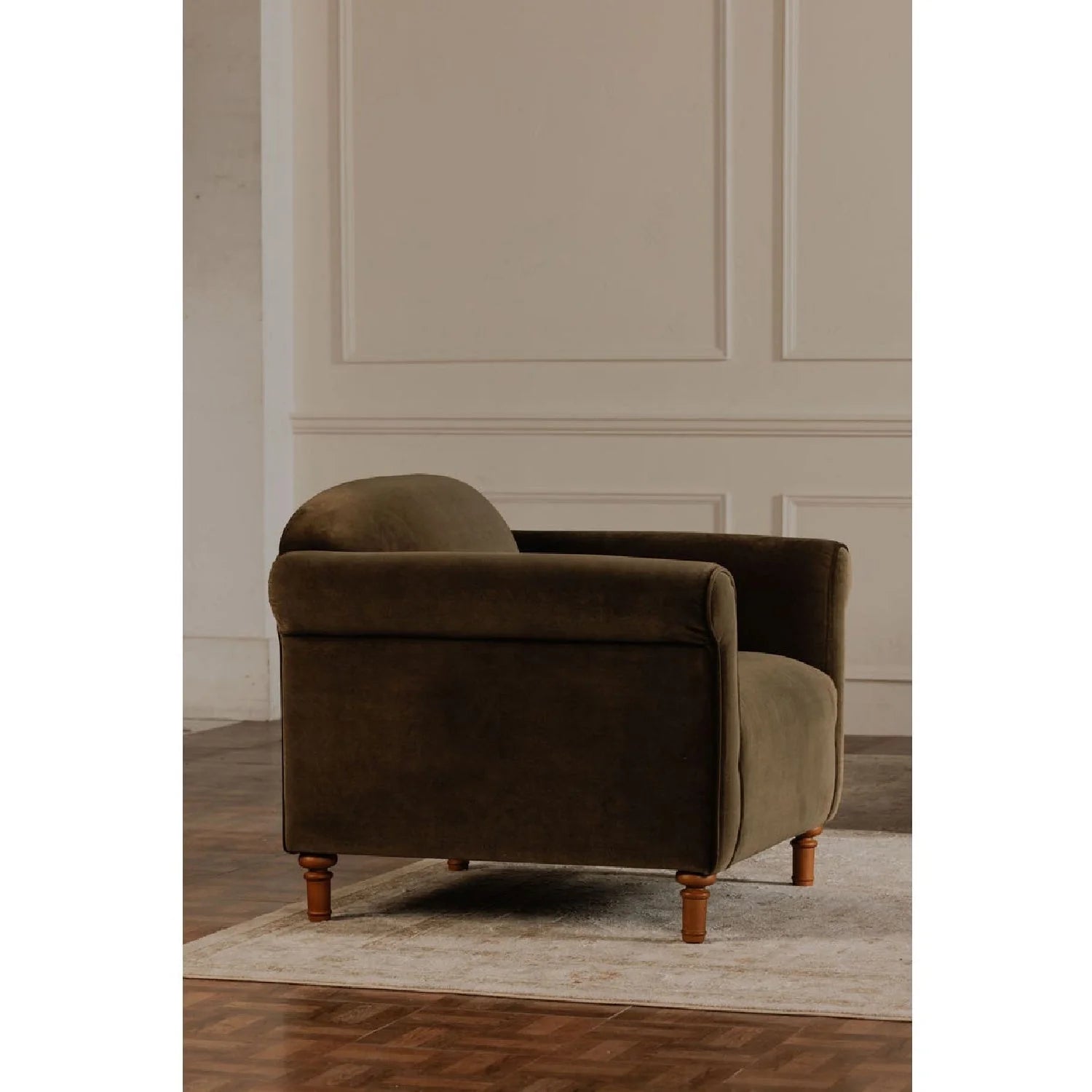 Luxury Mohair Inspired Rolled-Arm Accent Chair Modern Italian Style for Villa