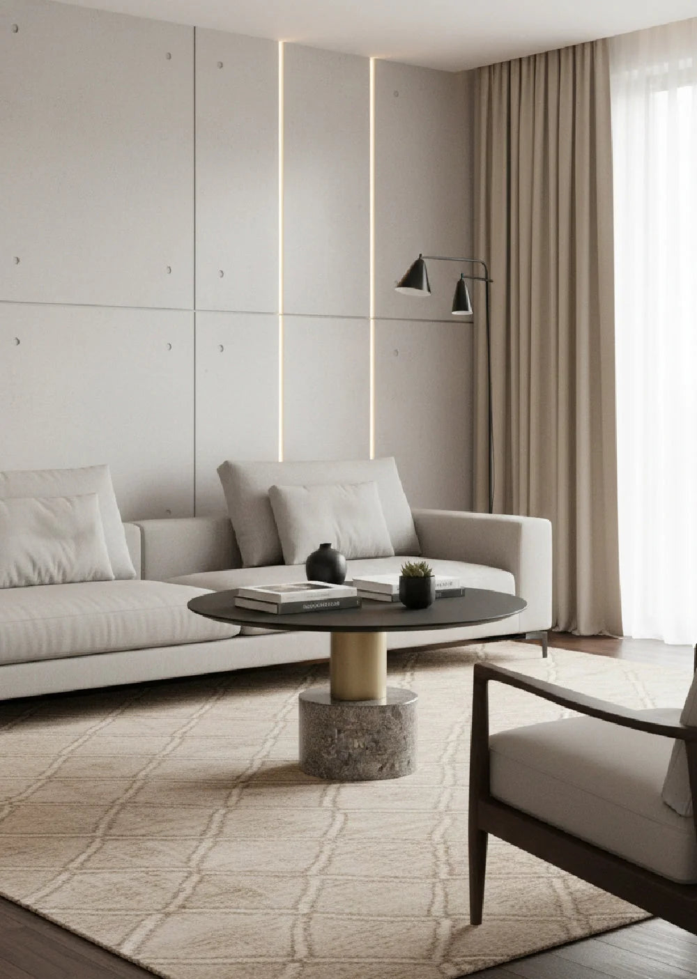 Luxury Monaco Black Oak Round Coffee Table Modern Italian Style for Villa