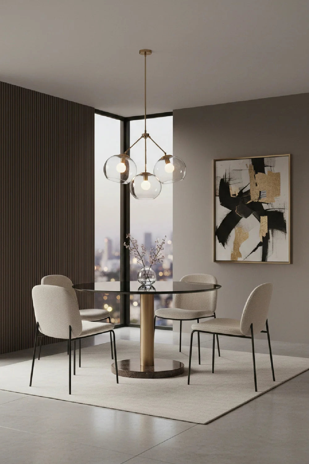 Luxury Monaco Oak Round Dining Table Modern Italian Style for Villa