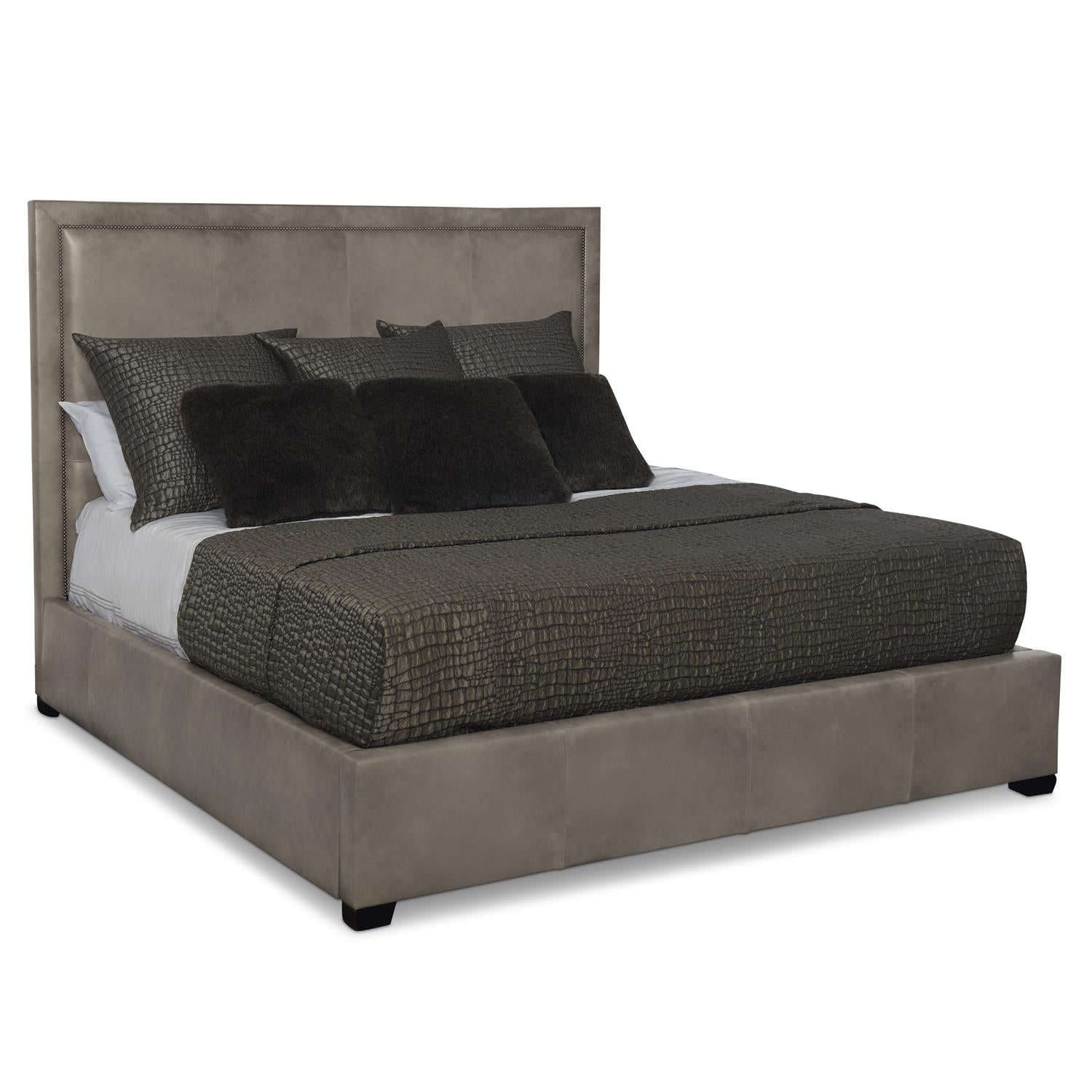 Luxury Morgan Leather Panel Bed Modern Italian Style for Villa