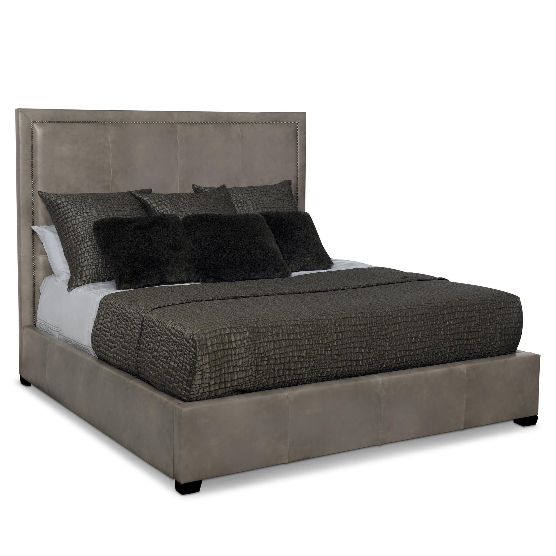 Luxury Morgan Leather Panel Bed Modern Italian Style for Villa