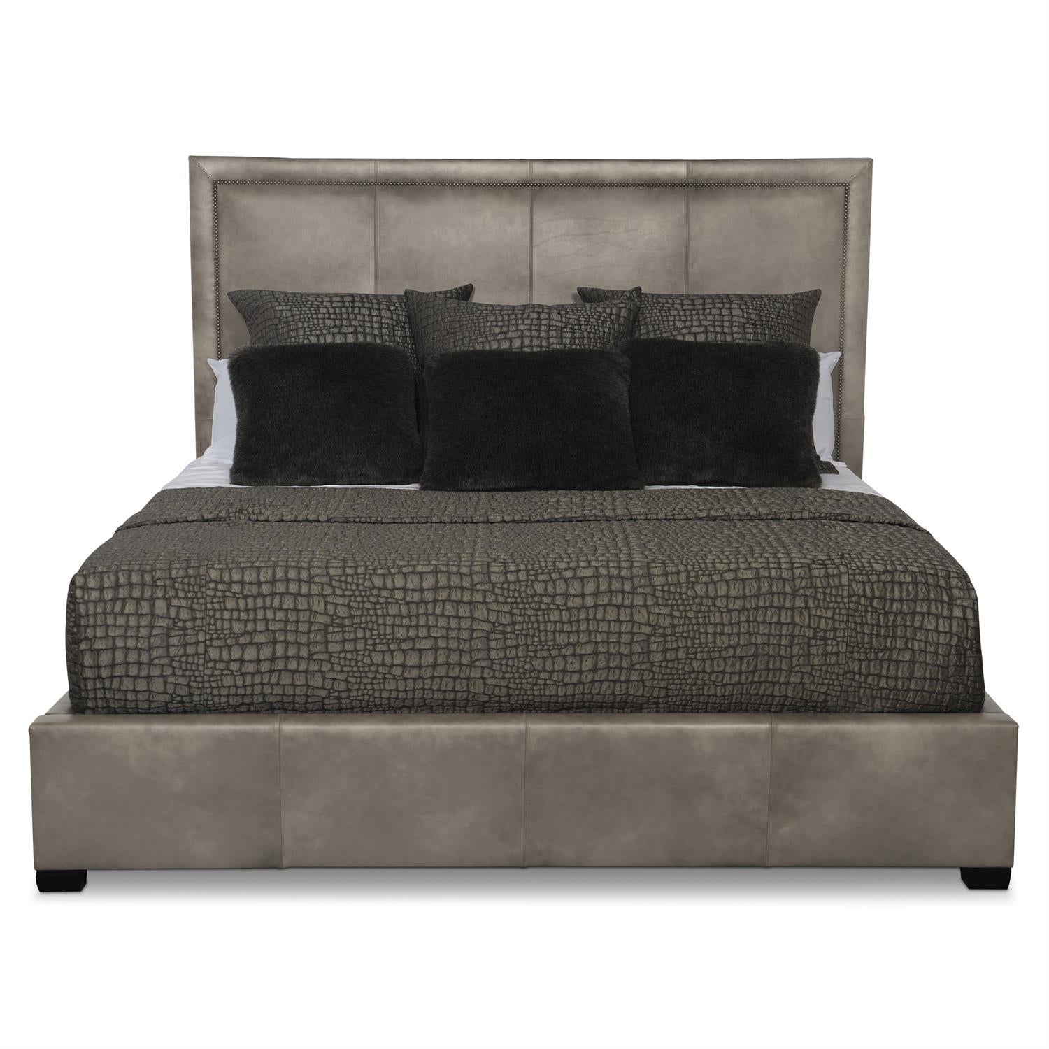 Luxury Morgan Leather Panel Bed Modern Italian Style for Villa
