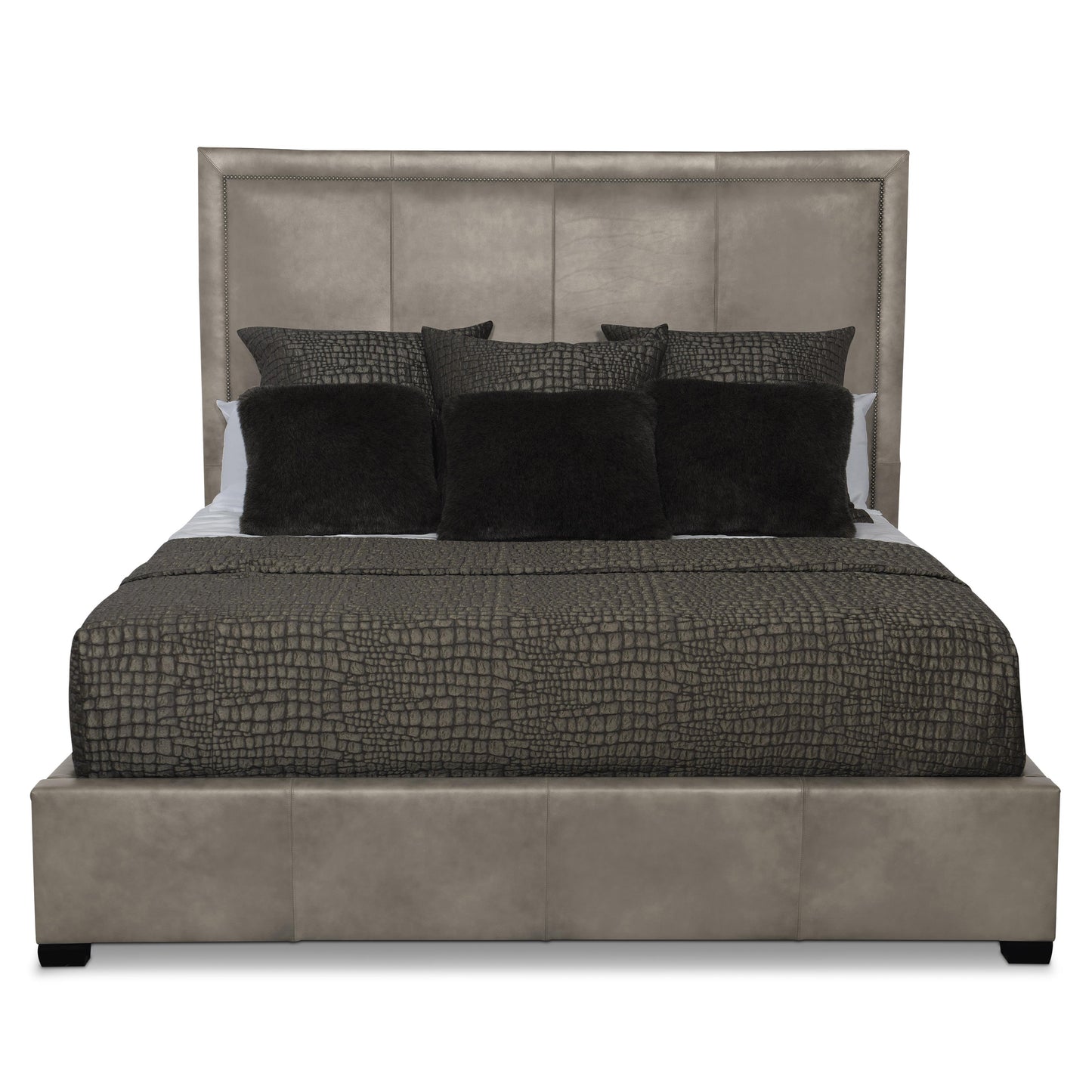 Luxury Morgan Leather Panel Bed Modern Italian Style for Villa