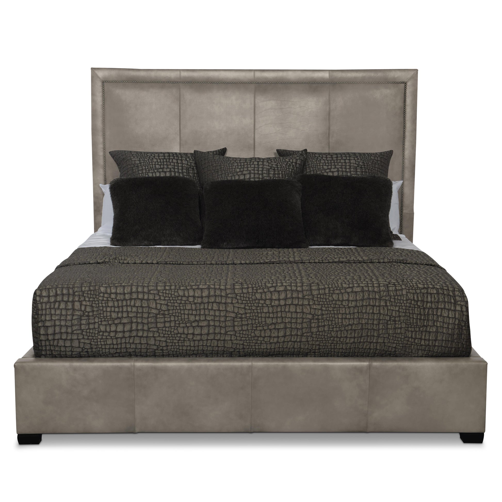 Luxury Morgan Leather Panel Bed Modern Italian Style for Villa