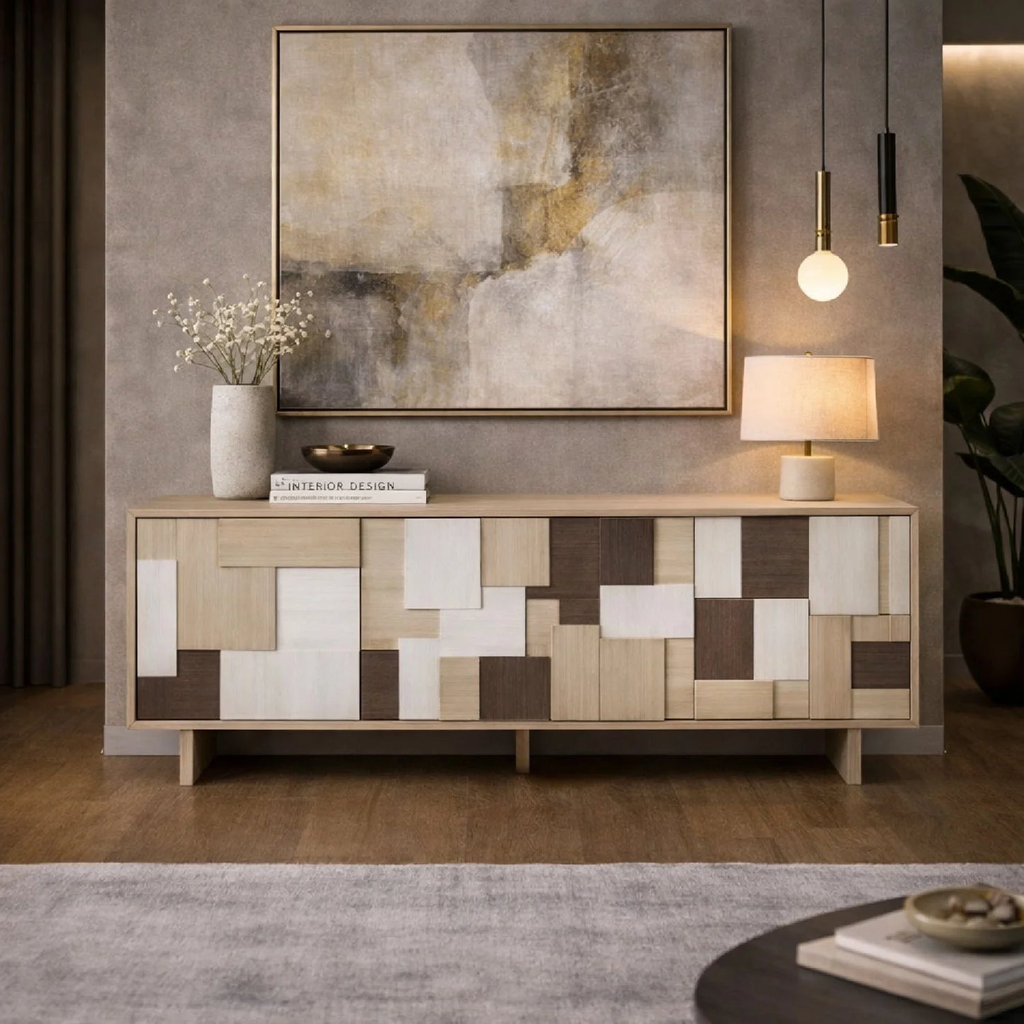 Luxury Multi-Colored Patterned Sideboard European Style for Villa