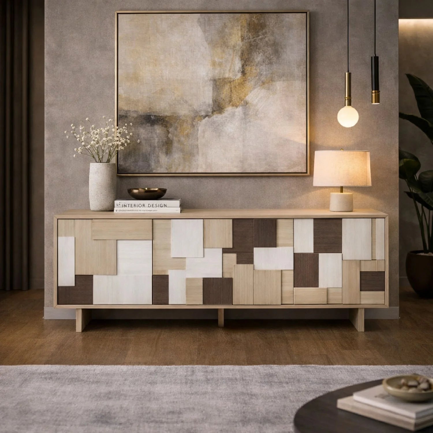 Luxury Multi-Colored Patterned Sideboard European Style for Villa