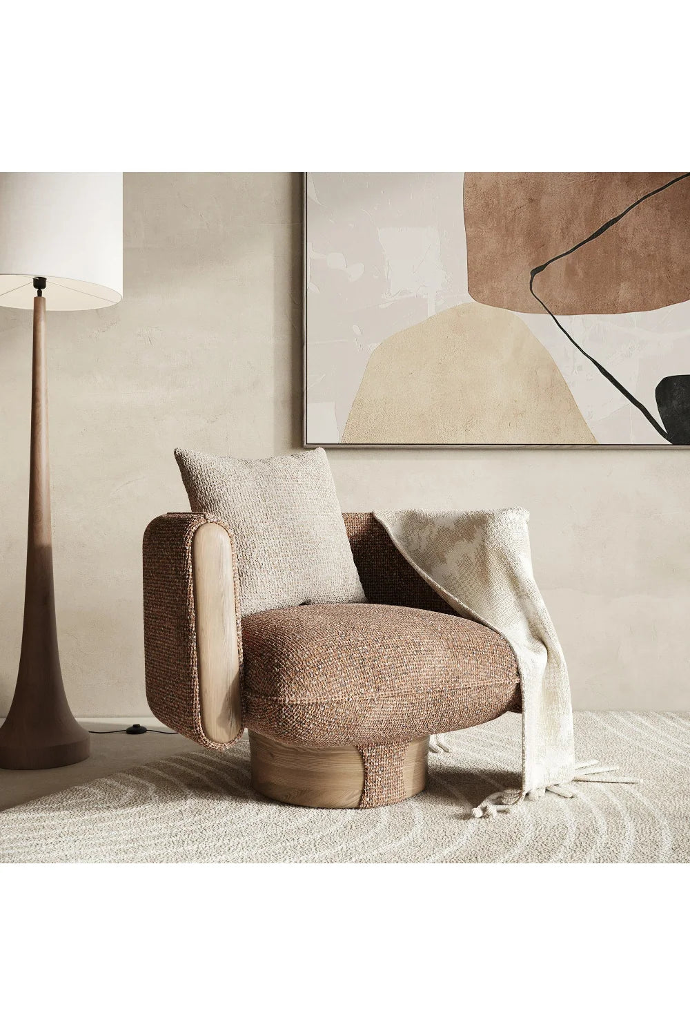 Luxury Multicolored Boucle Accent Chair Modern Italian Style for Villa