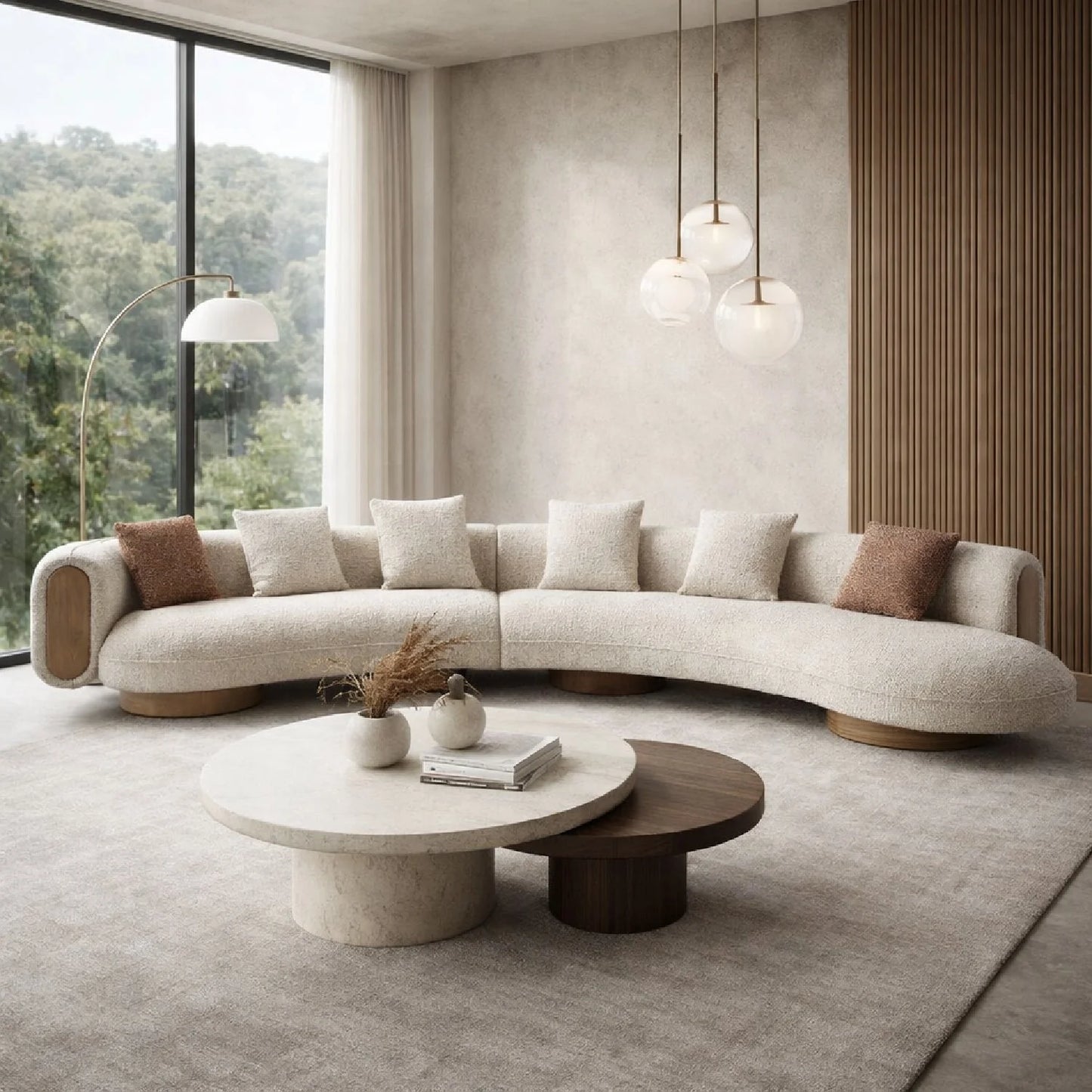 Luxury Multicolored Boucle Sectional Sofa Modern Italian Style for Villa