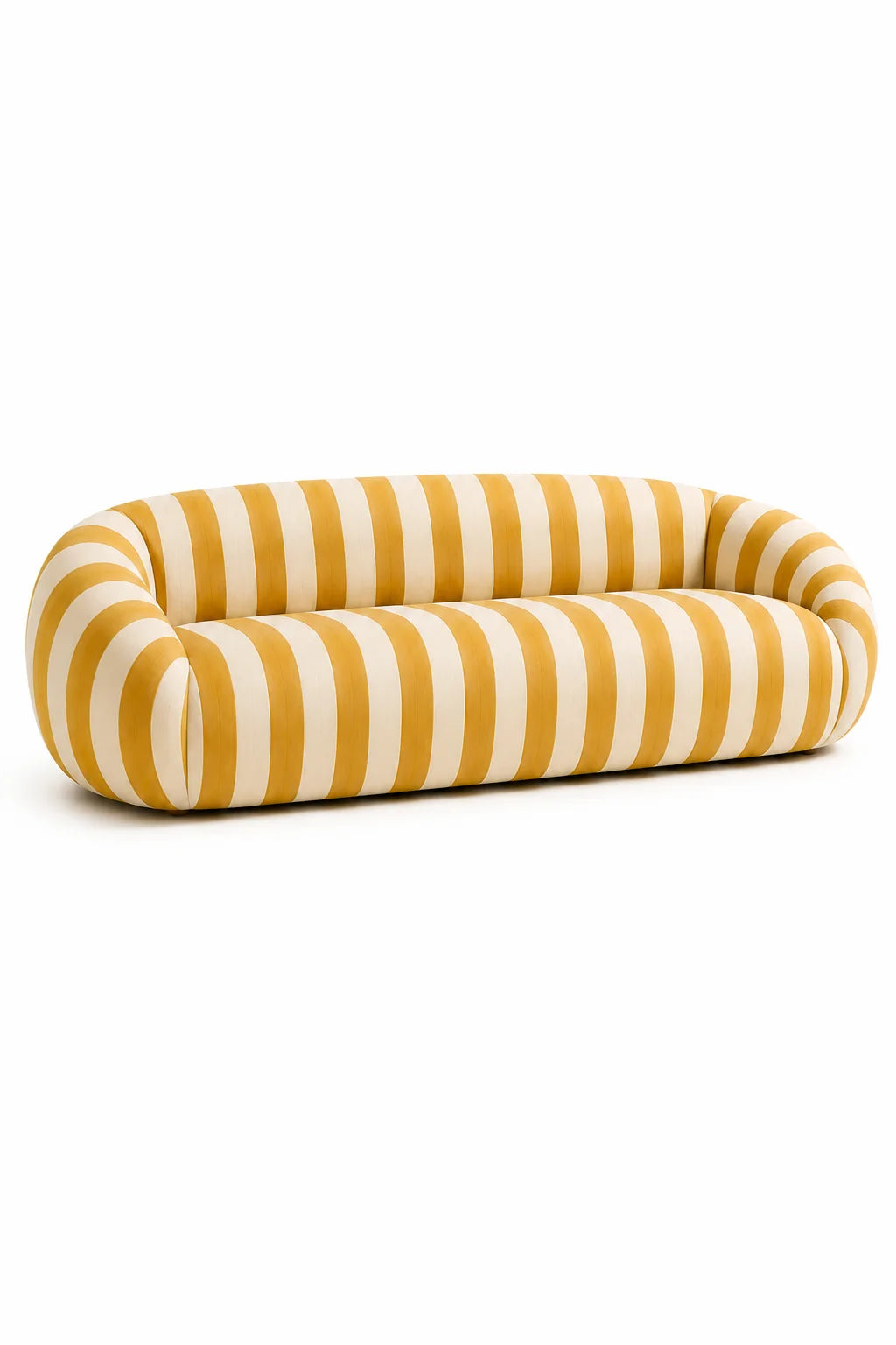 Luxury Mustard Yellow Striped Sofa Modern Italian Style for Villa