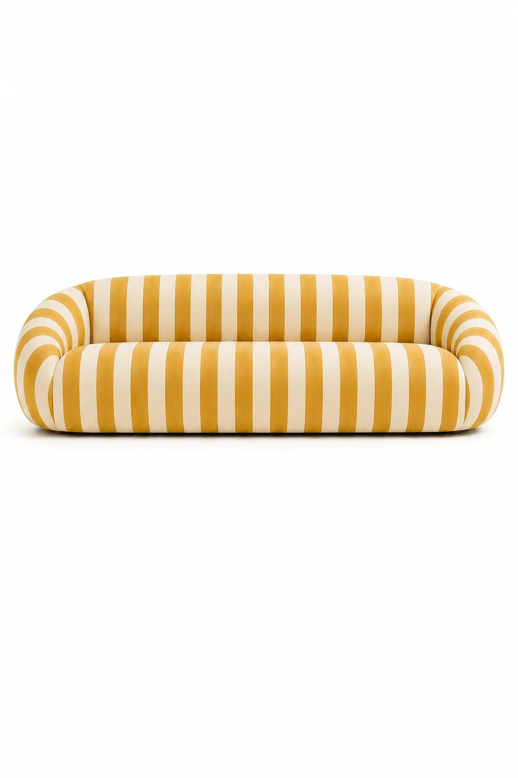 Luxury Mustard Yellow Striped Sofa Modern Italian Style for Villa