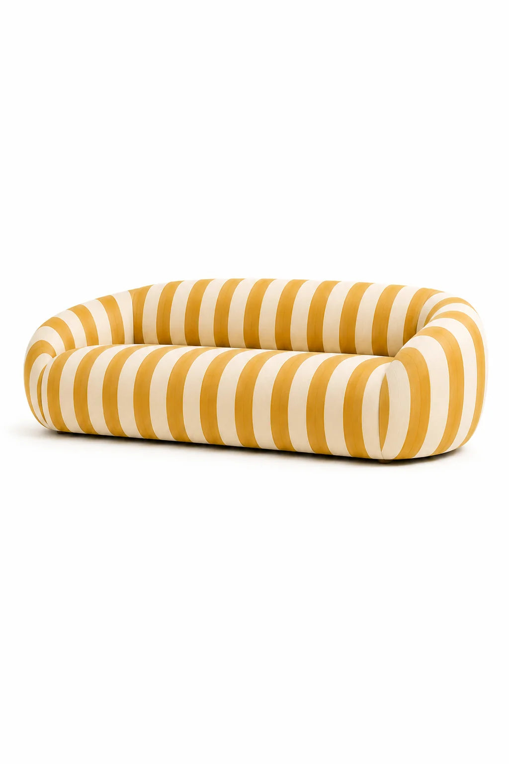 Luxury Mustard Yellow Striped Sofa Modern Italian Style for Villa