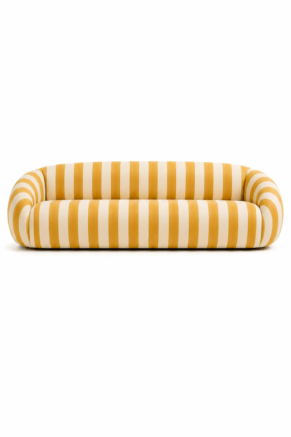 Luxury Mustard Yellow Striped Sofa Modern Italian Style for Villa