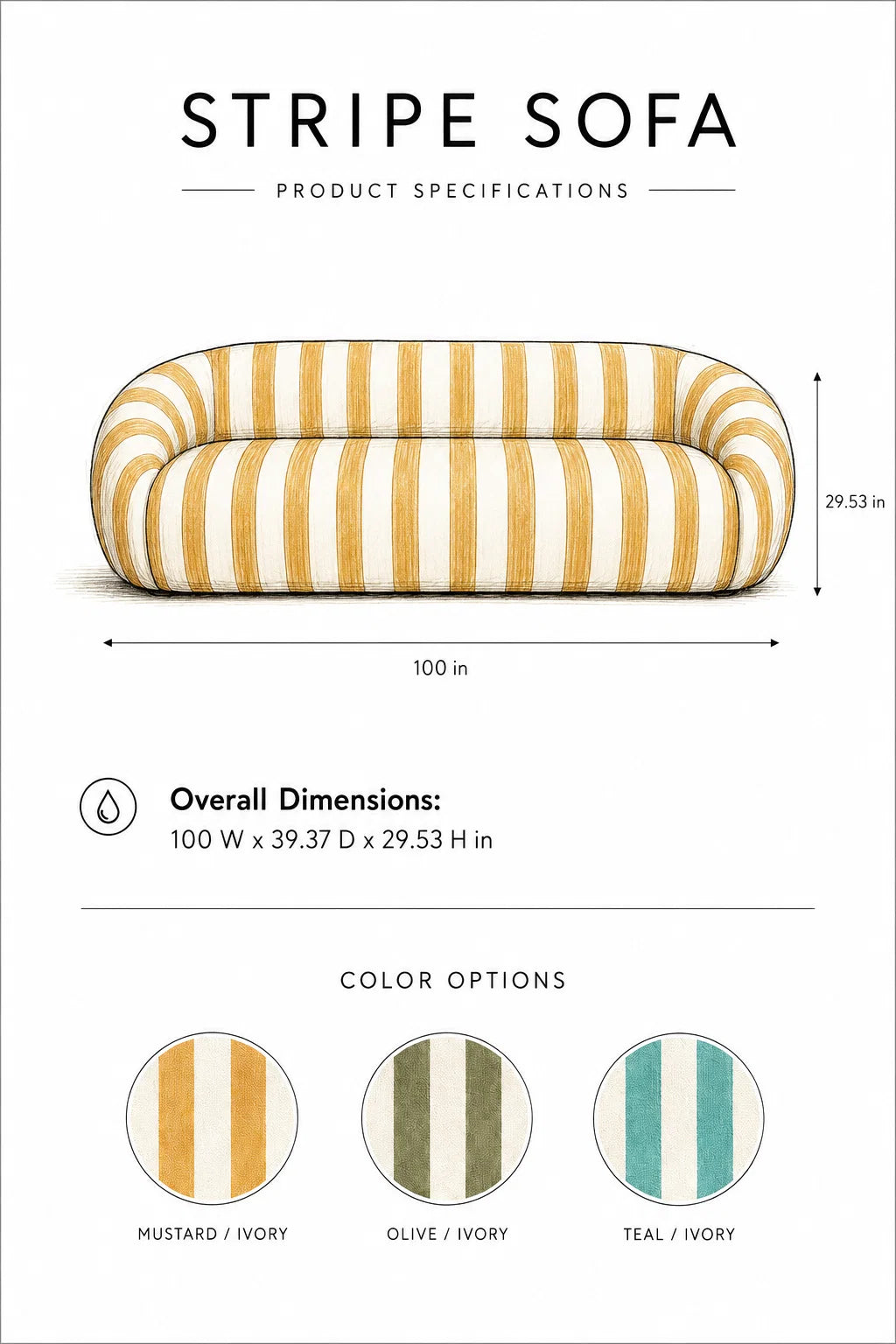 Luxury Mustard Yellow Striped Sofa Modern Italian Style for Villa