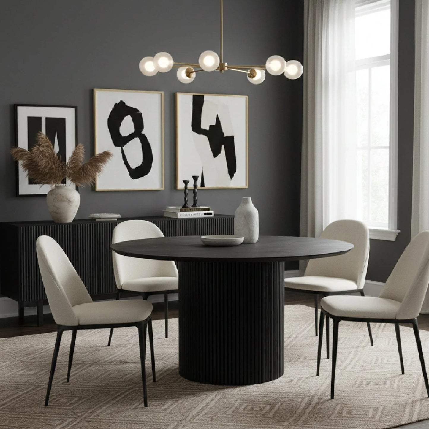 Luxury Myra Wood Round Dining Table Modern Italian Style for Villa