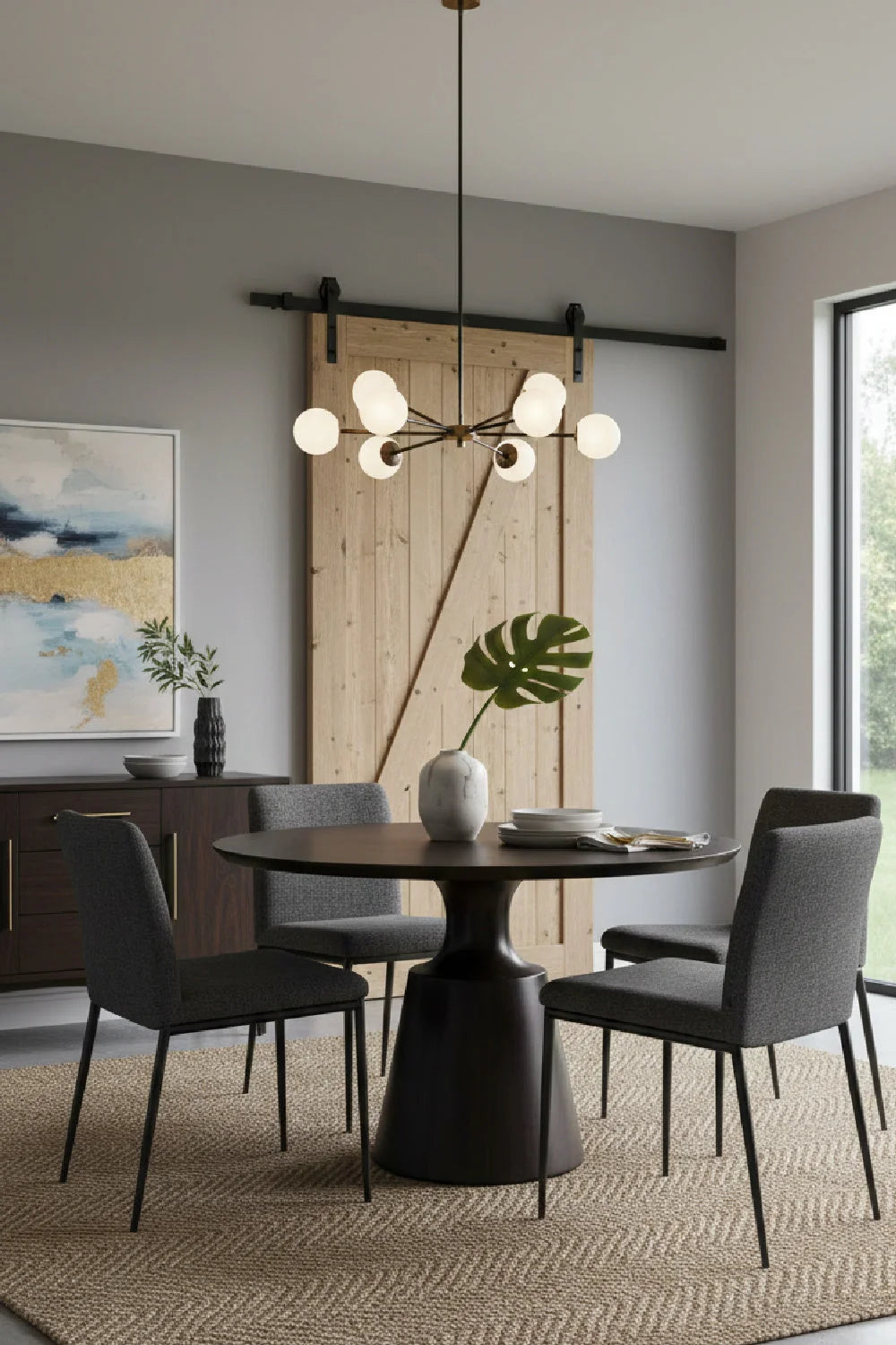 Luxury Myron Brown Sheesham Round Dining Table Modern Italian Style for Villa