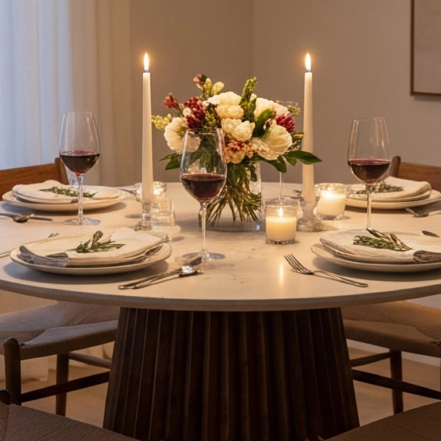 Luxury Nancy Marble Round Dining Table Modern Italian Style for Villa
