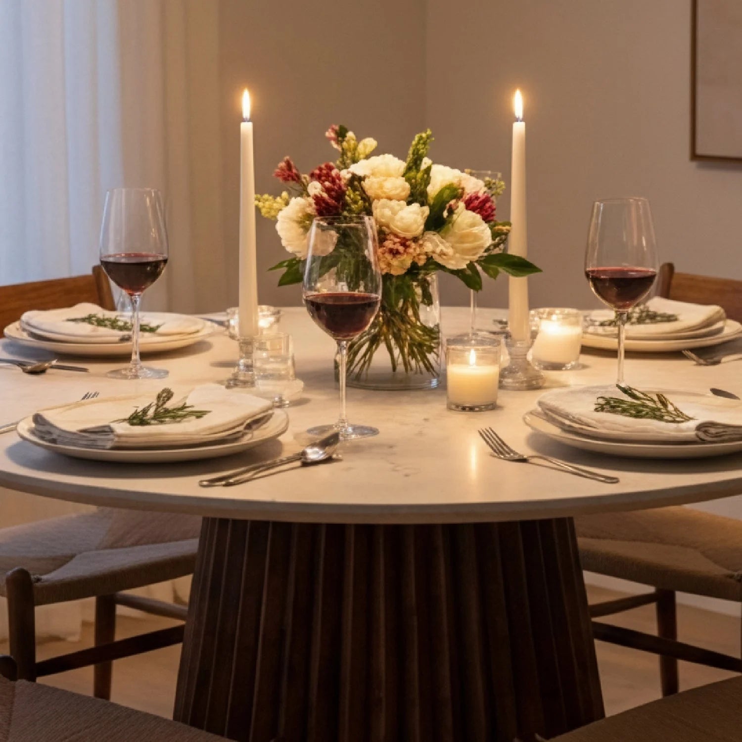 Luxury Nancy Marble Round Dining Table Modern Italian Style for Villa