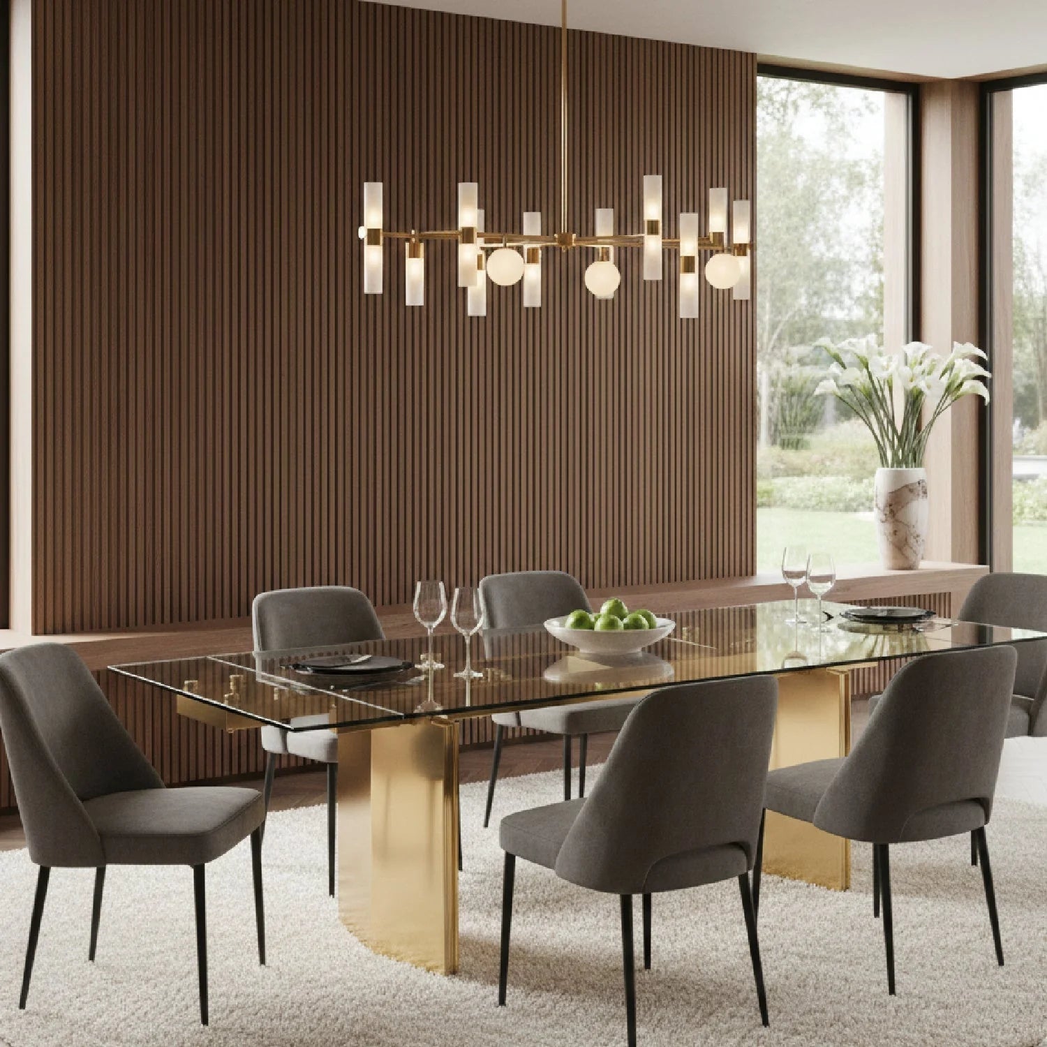 Luxury Nassim Glass Extendable Dining Table Modern Italian Style for Villa