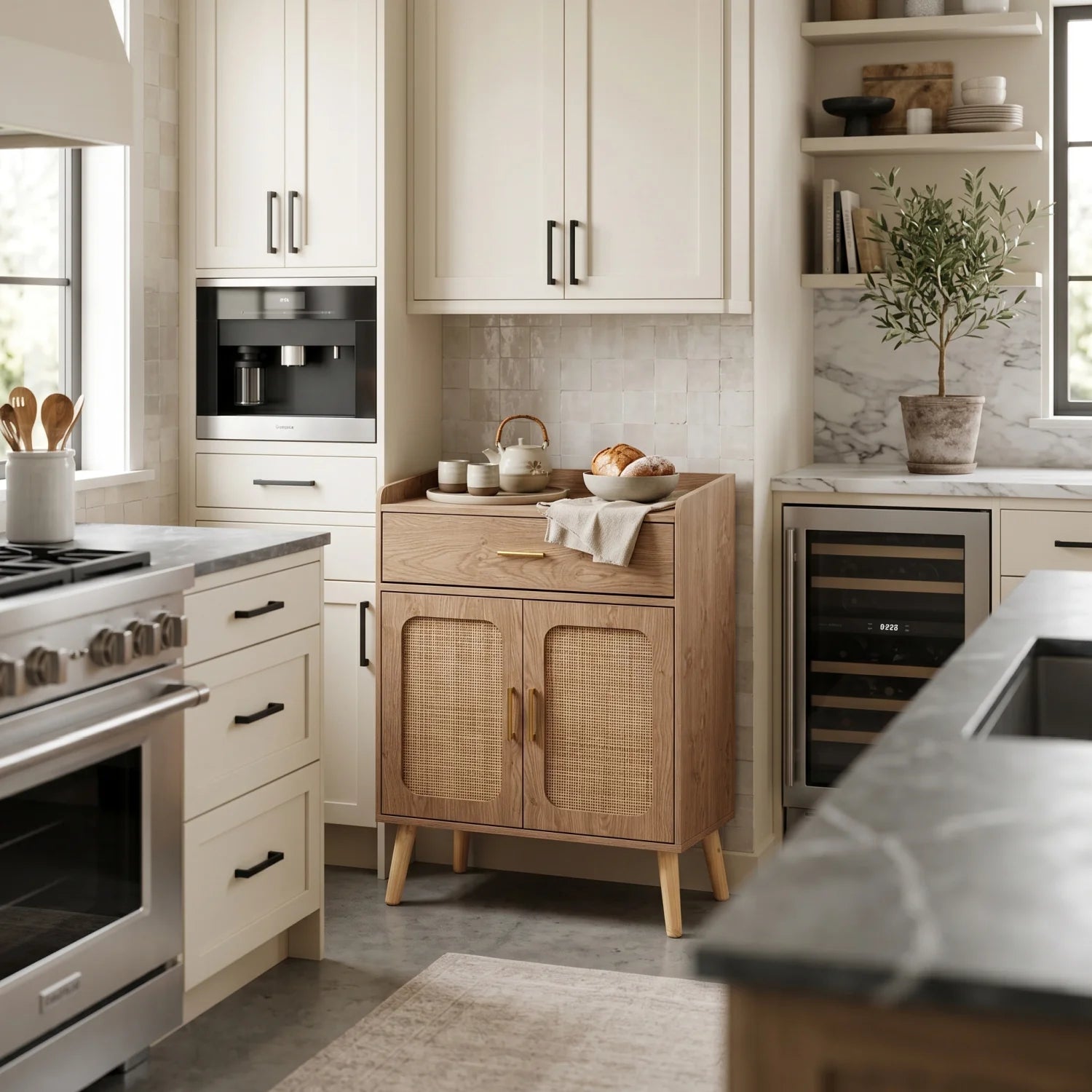 Luxury Natural 2-Door Sideboard European Style for Villa