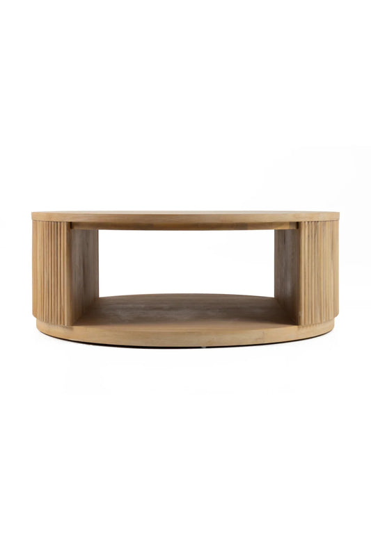Luxury Natural Acacia Round Coffee Table Modern Italian Style for Villa