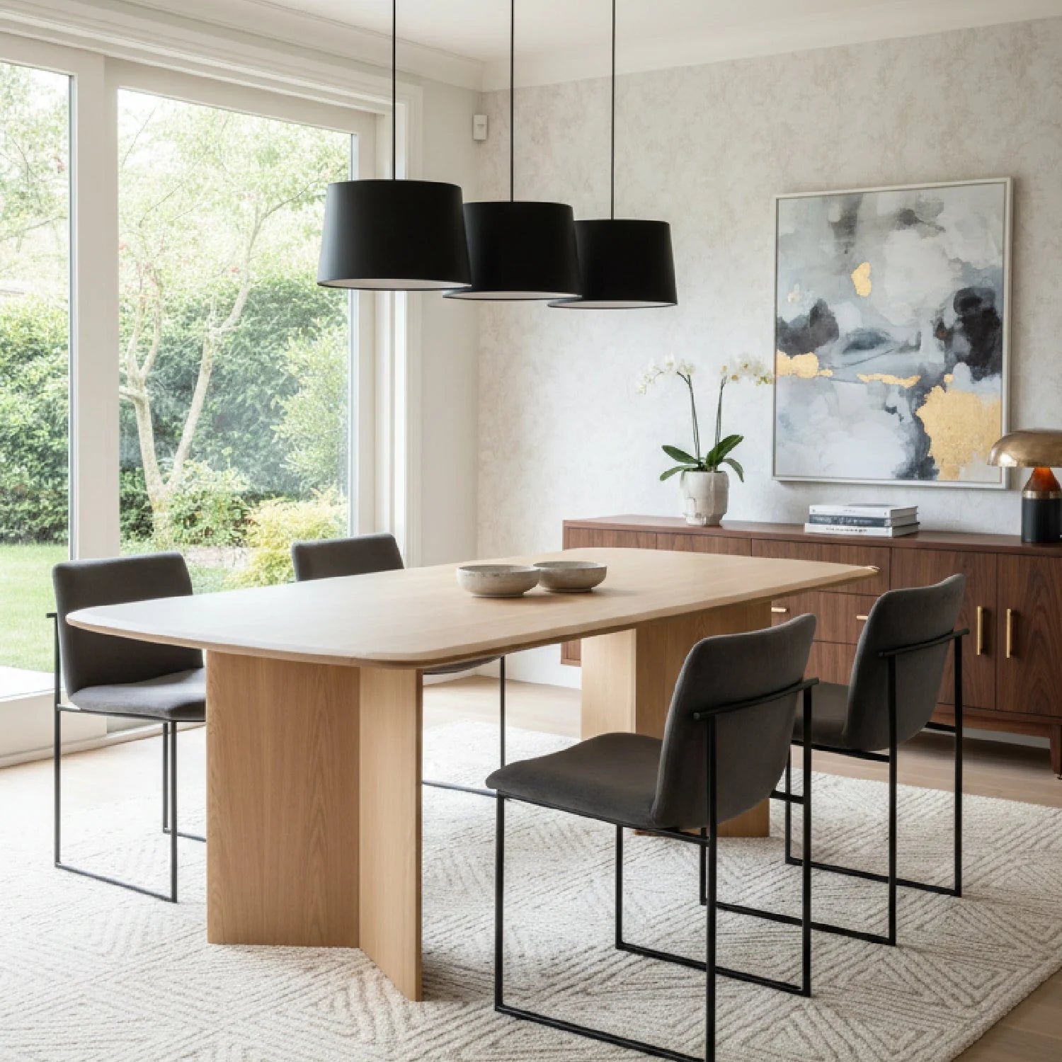 Luxury Natural Ash Rectangular Dining Table Modern Italian Style for Villa