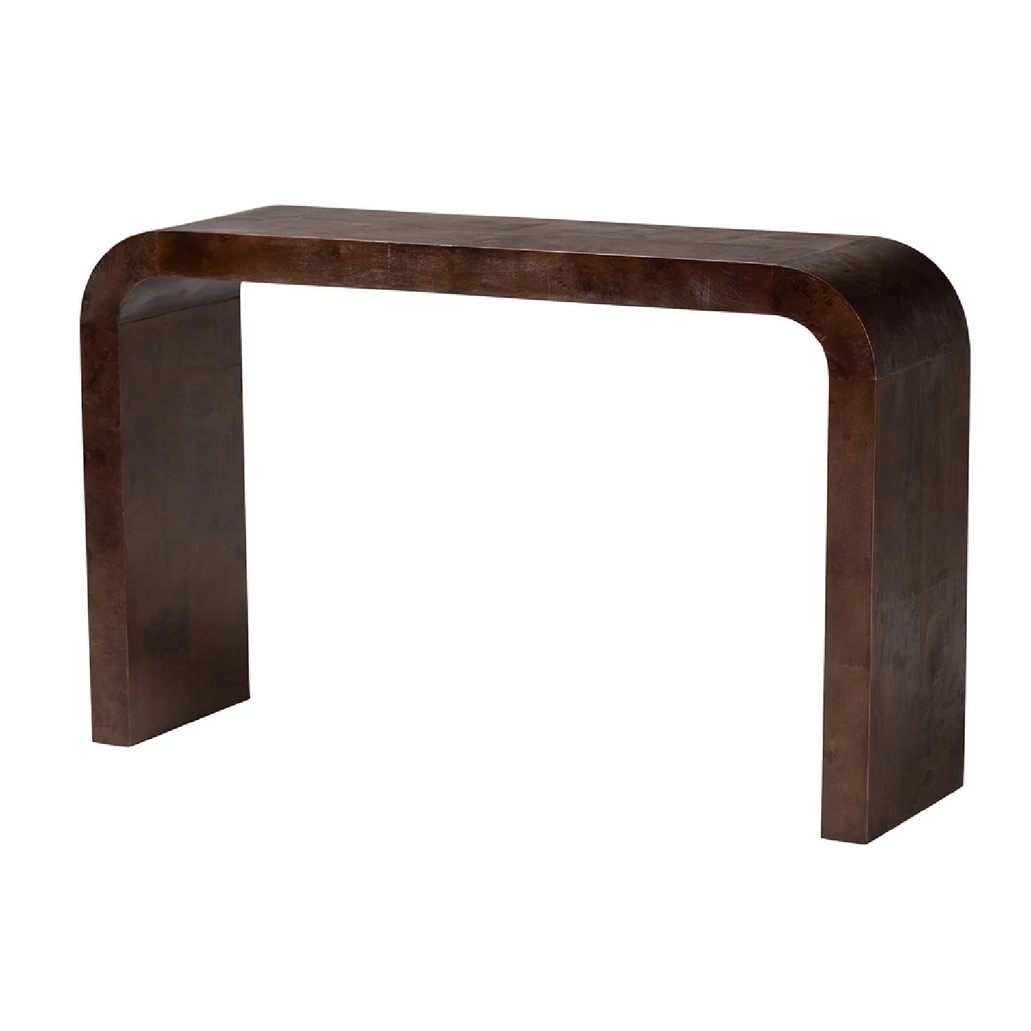 Luxury Natural Burl Wood Waterfall Console Table Modern Italian Style for Villa