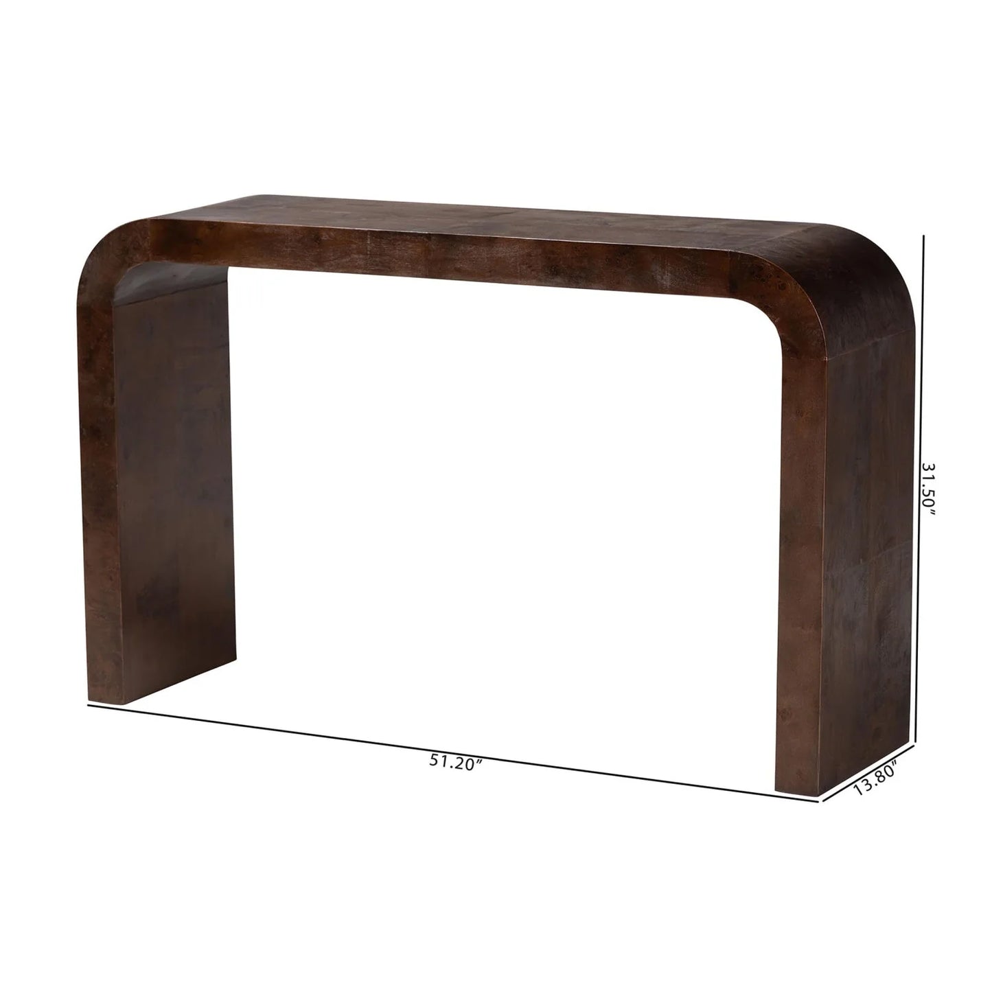Luxury Natural Burl Wood Waterfall Console Table Modern Italian Style for Villa
