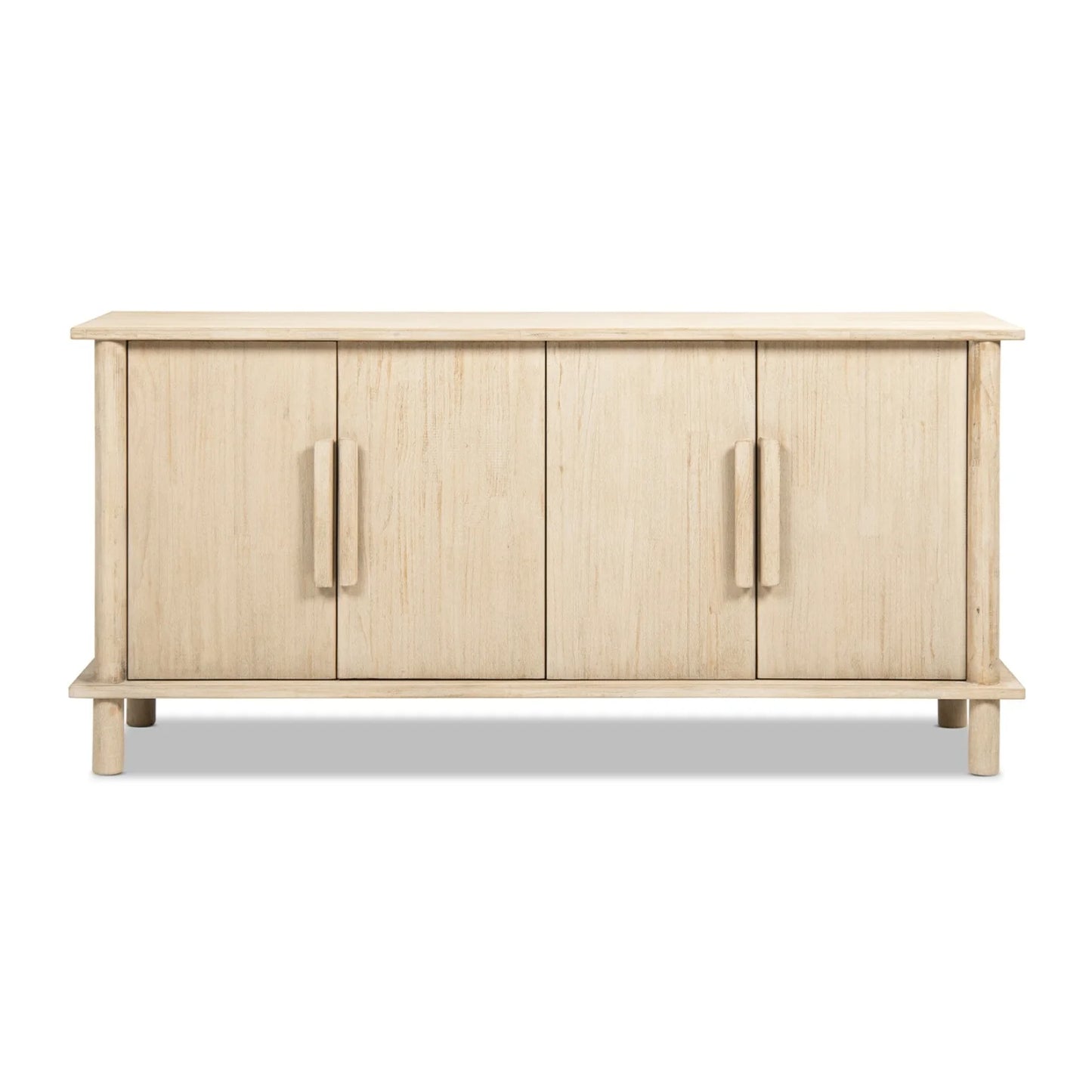 Luxury Natural Cerused Pine 4-Door Sideboard European Style for Villa