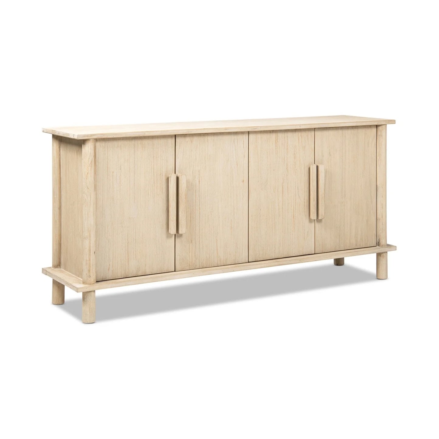 Luxury Natural Cerused Pine 4-Door Sideboard European Style for Villa
