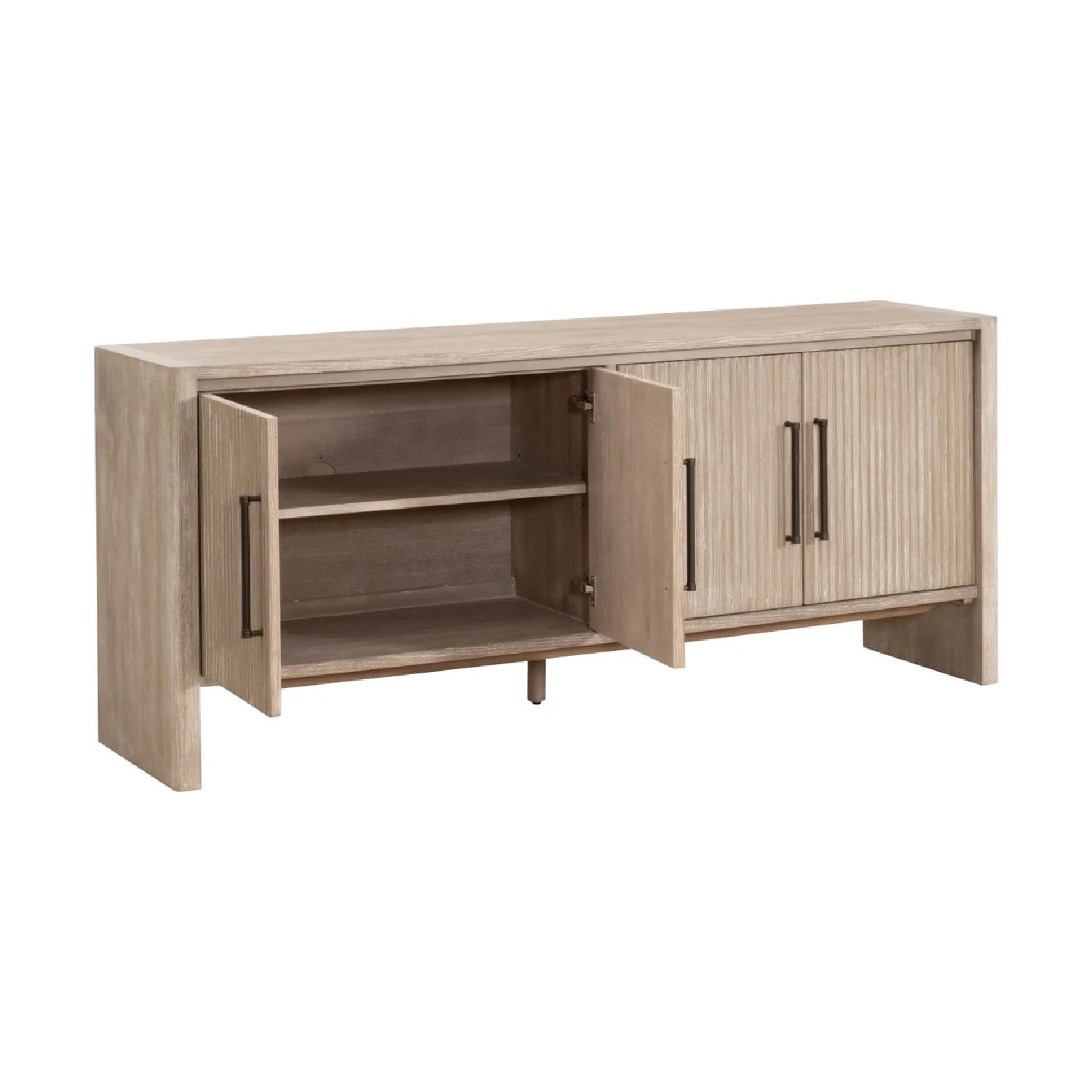 Luxury Natural Gray Acacia 4-Door Sideboard European Style for Villa