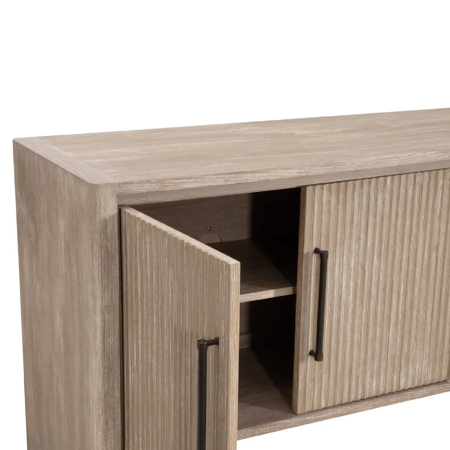 Luxury Natural Gray Acacia 4-Door Sideboard European Style for Villa