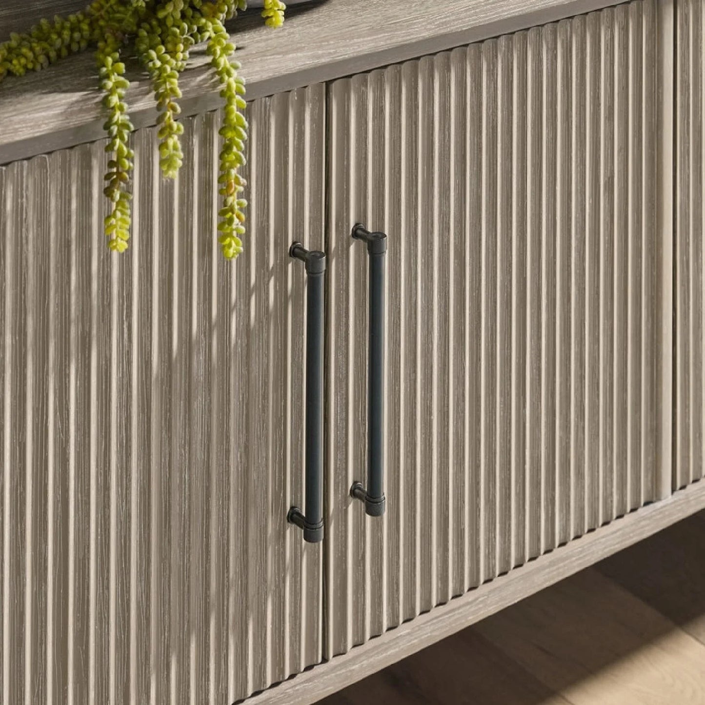 Luxury Natural Gray Acacia 4-Door Sideboard European Style for Villa