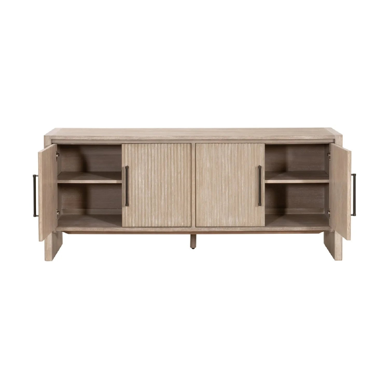 Luxury Natural Gray Acacia 4-Door Sideboard European Style for Villa