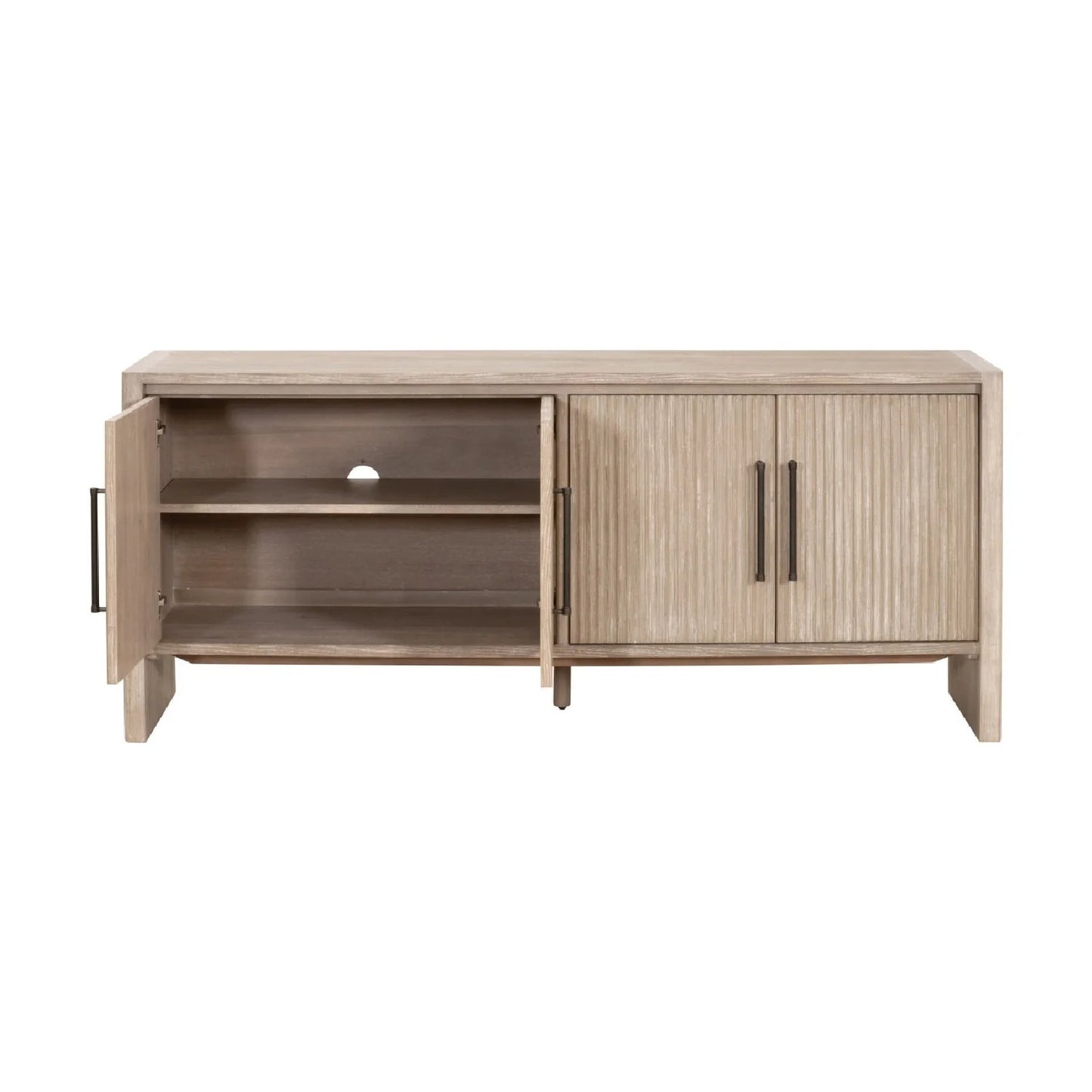 Luxury Natural Gray Acacia 4-Door Sideboard European Style for Villa