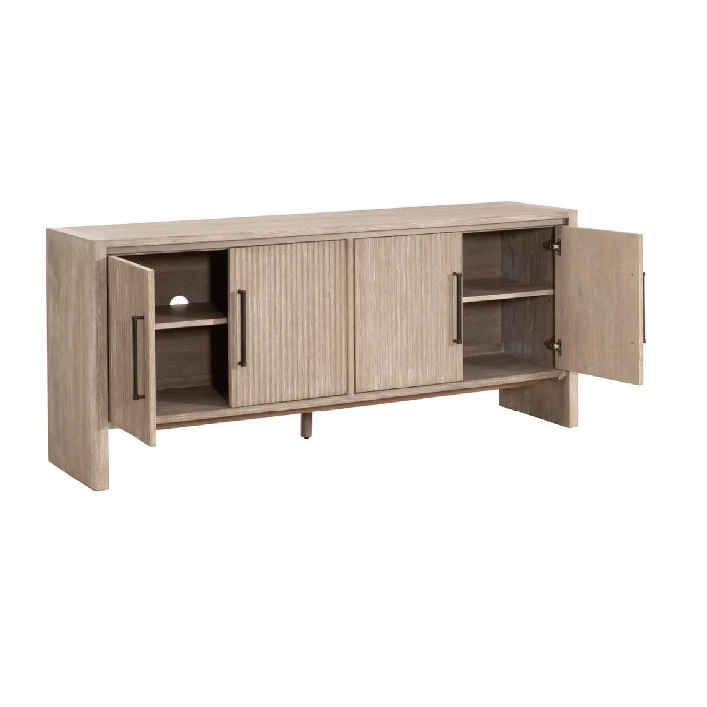 Luxury Natural Gray Acacia 4-Door Sideboard European Style for Villa