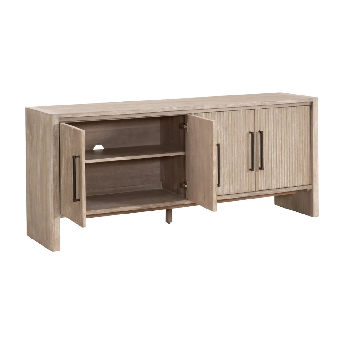 Luxury Natural Gray Acacia 4-Door Sideboard European Style for Villa