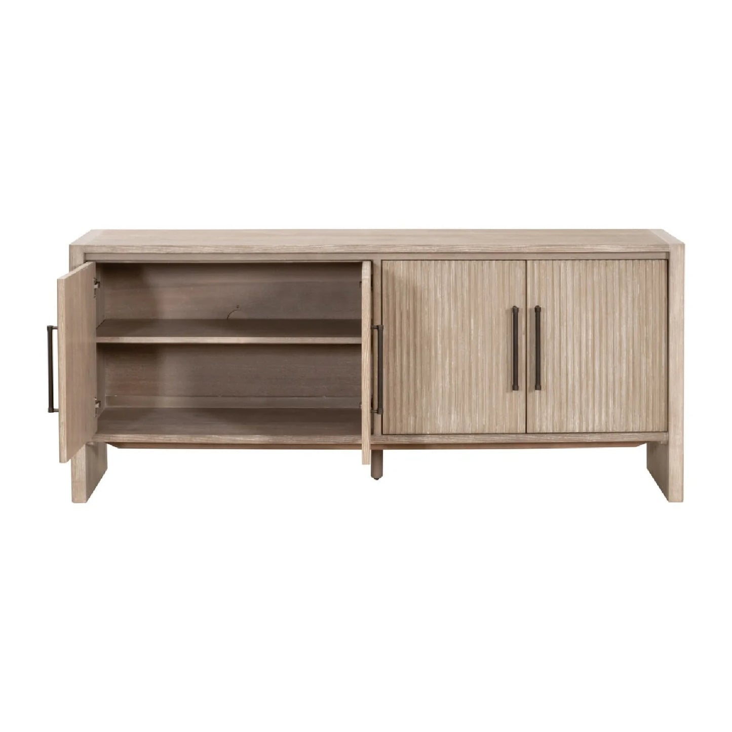 Luxury Natural Gray Acacia 4-Door Sideboard European Style for Villa